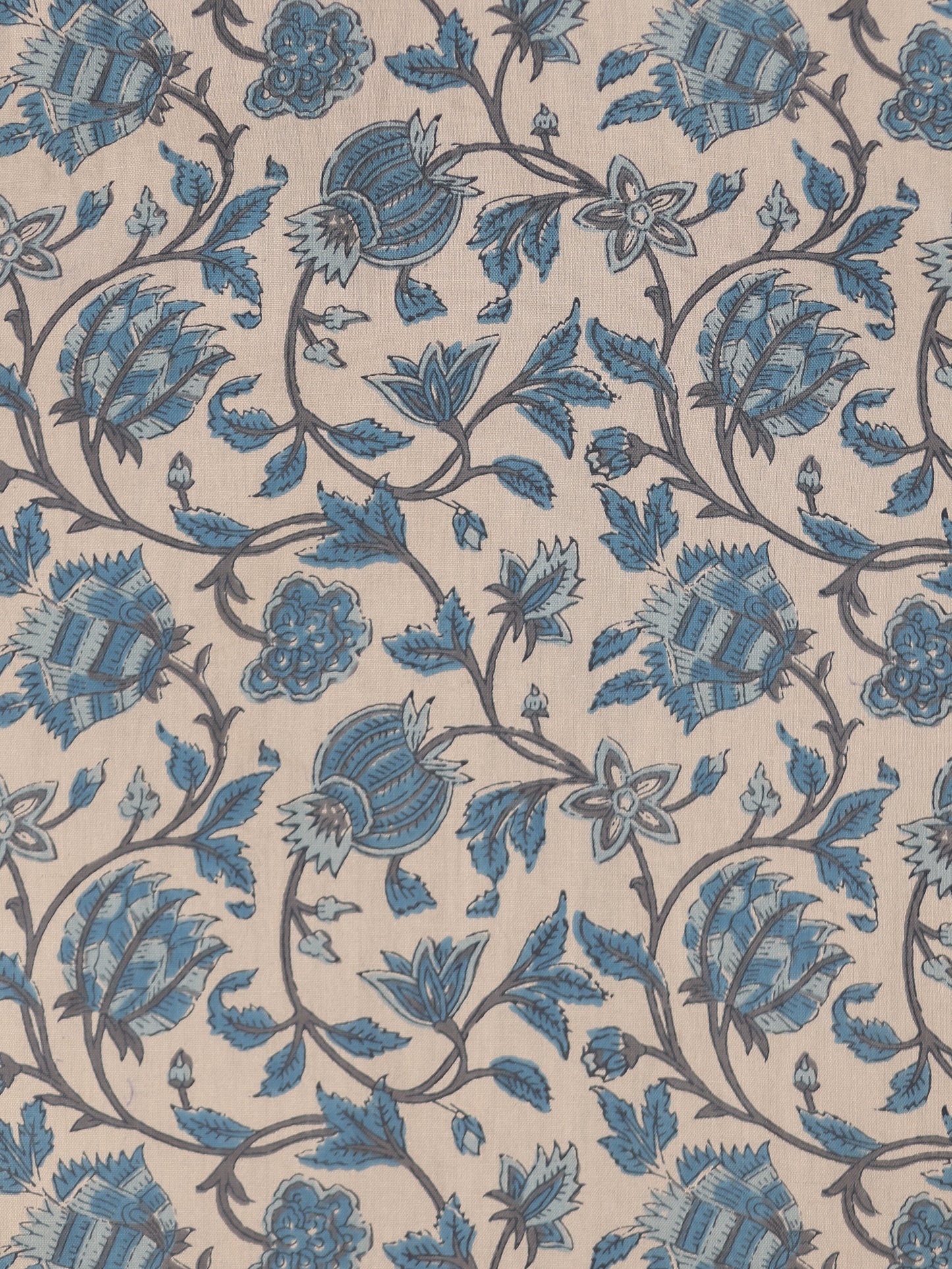 Linen Cotton Floral Straight Grey Kurta