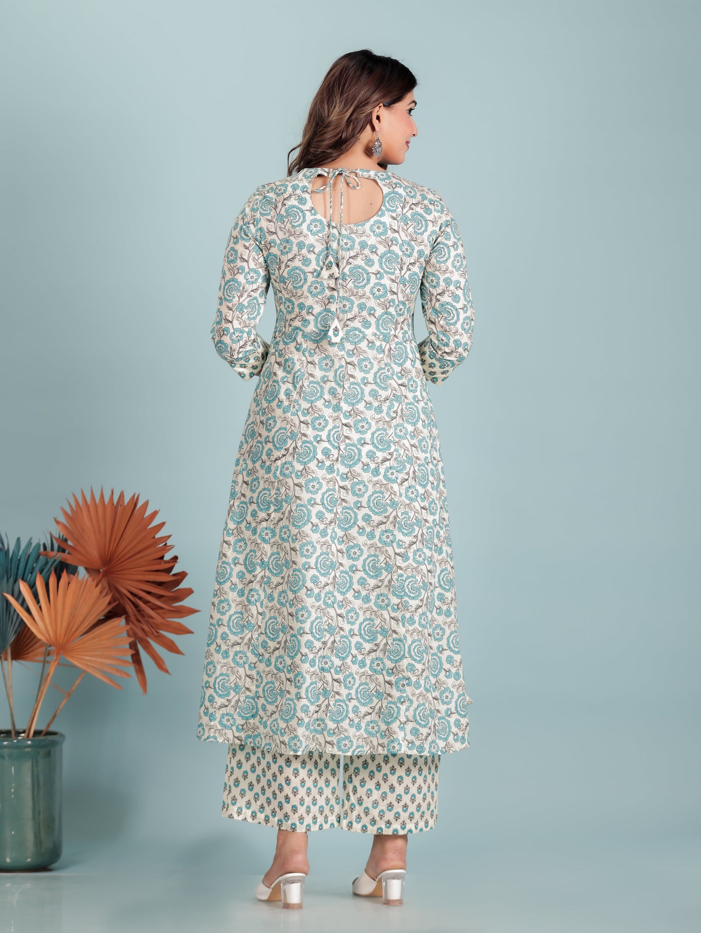 Soft Cotton Floral Anarkali Off-White Kurta