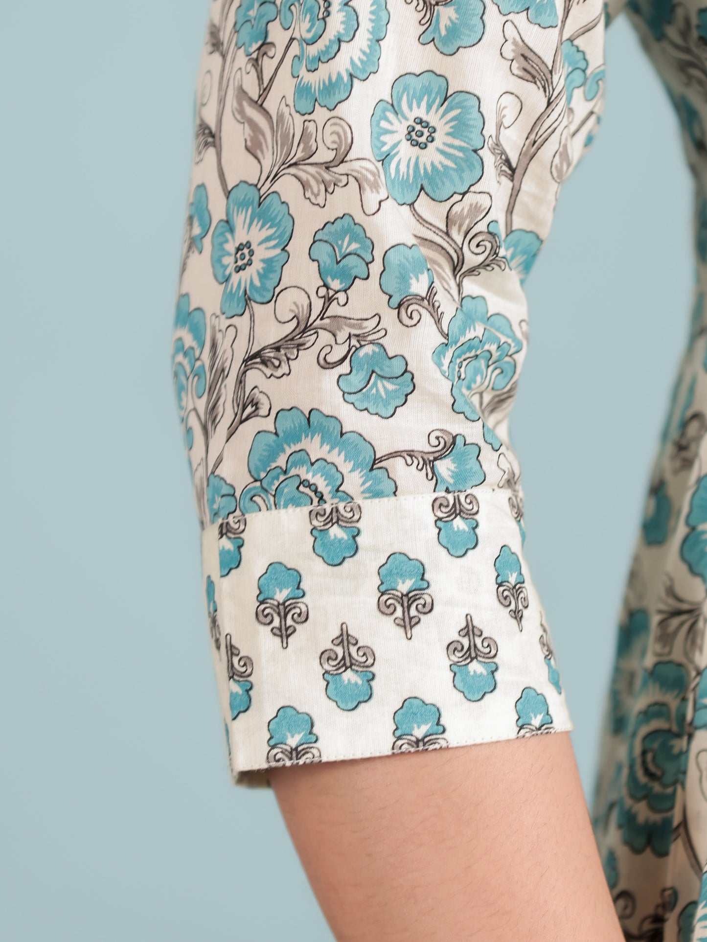 Soft Cotton Floral Anarkali Off-White Kurta