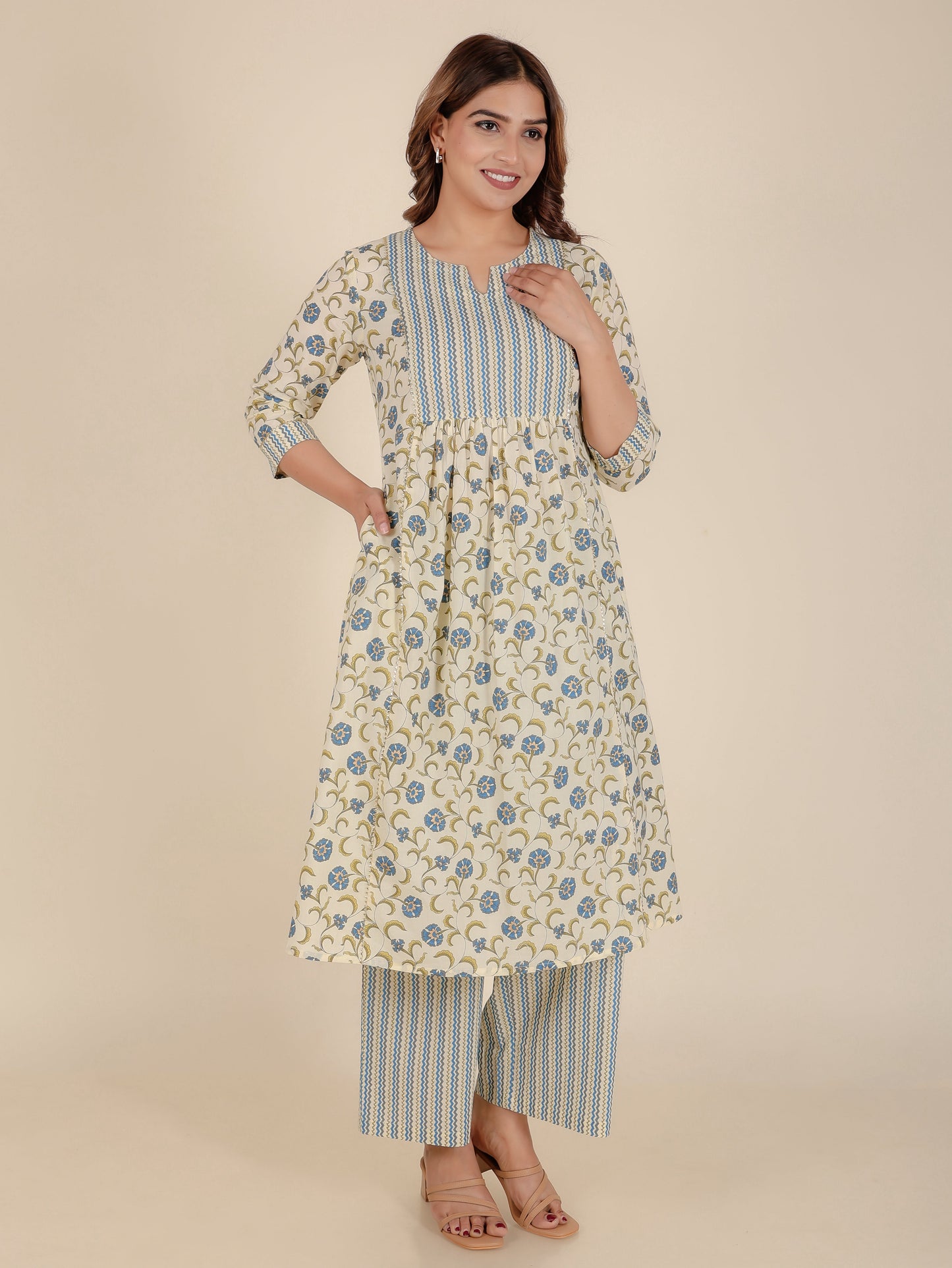 Soft Cotton Floral Kurta