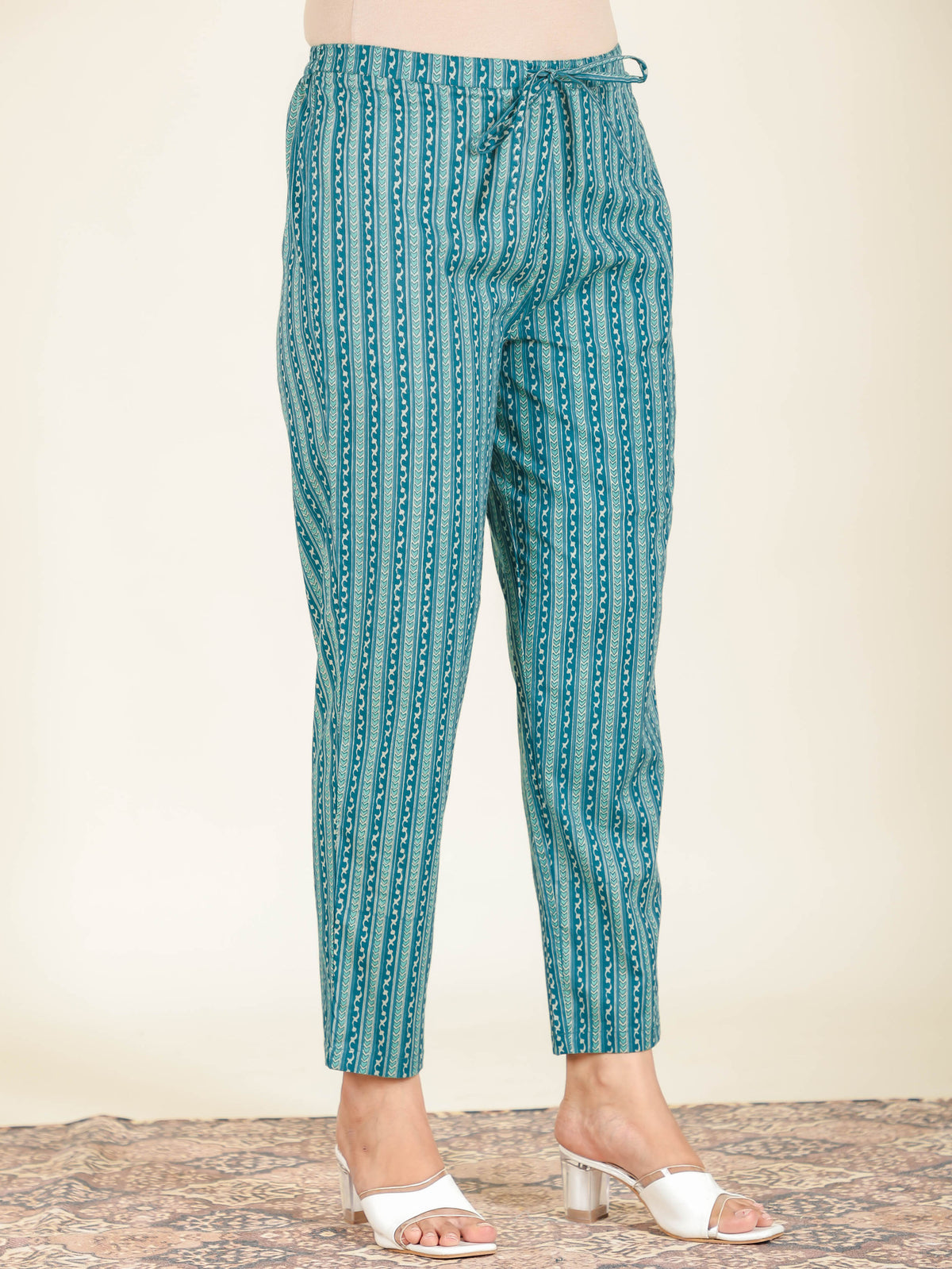 Soft Cotton Floral Straight Teal Kurta
