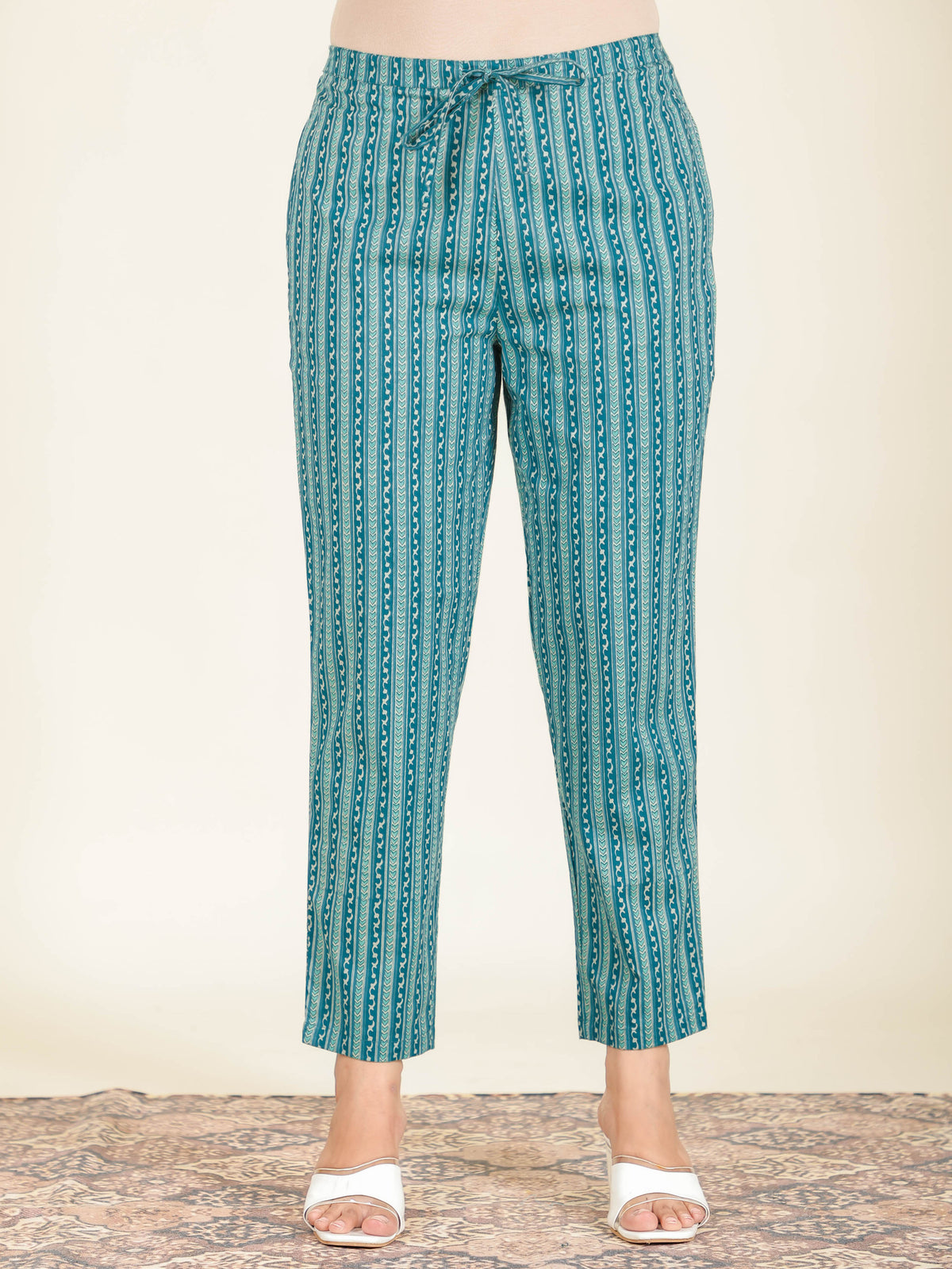 Soft Cotton Floral Straight Teal Kurta