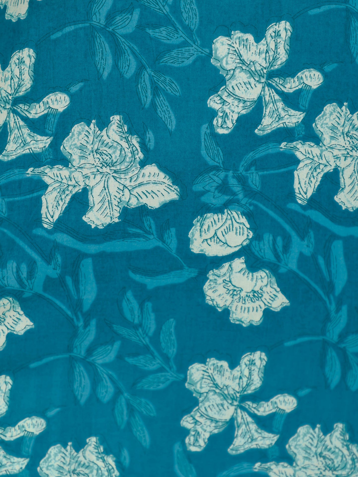 Soft Cotton Floral Straight Teal Kurta