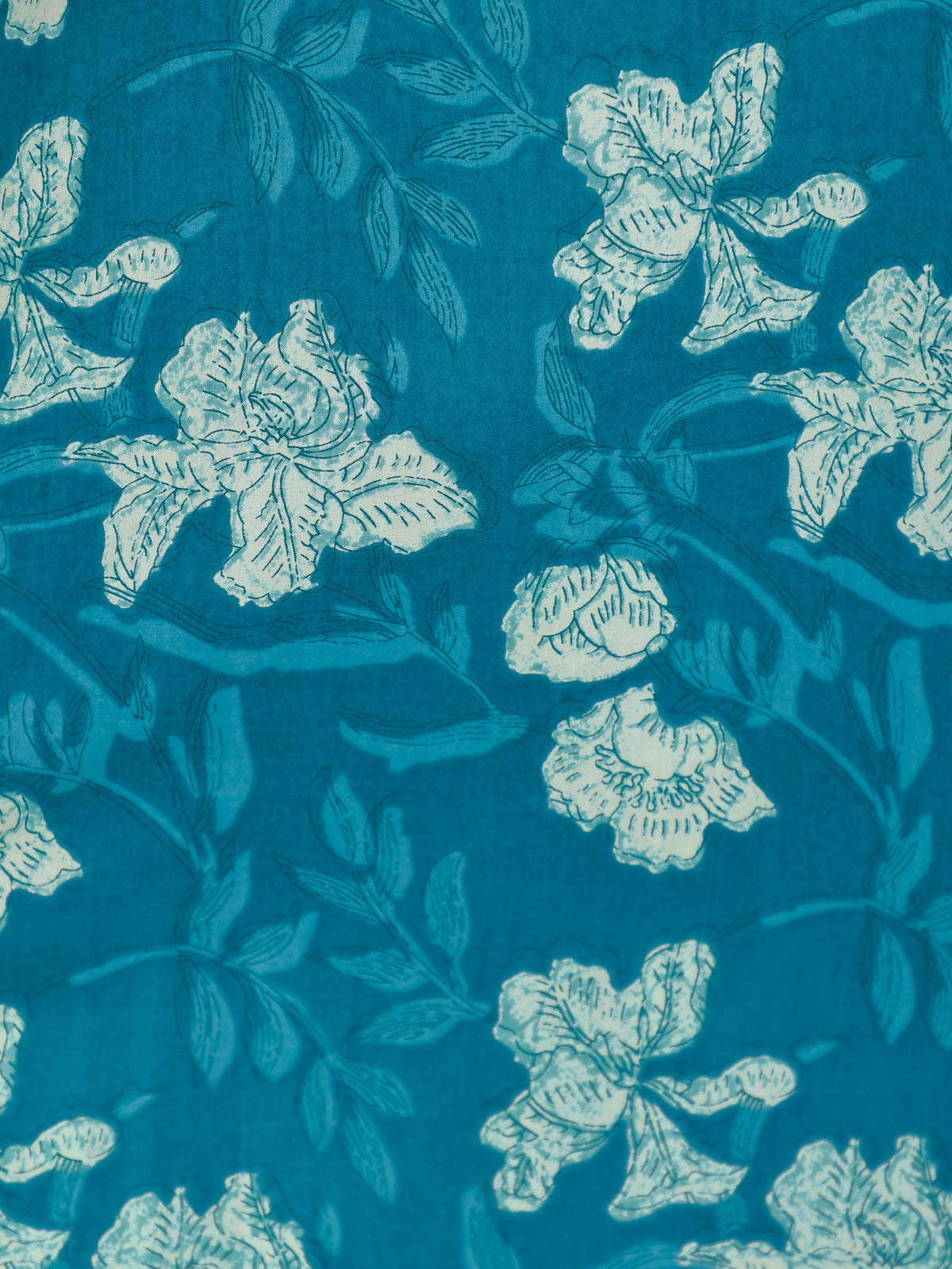 Soft Cotton Floral Straight Teal Kurta