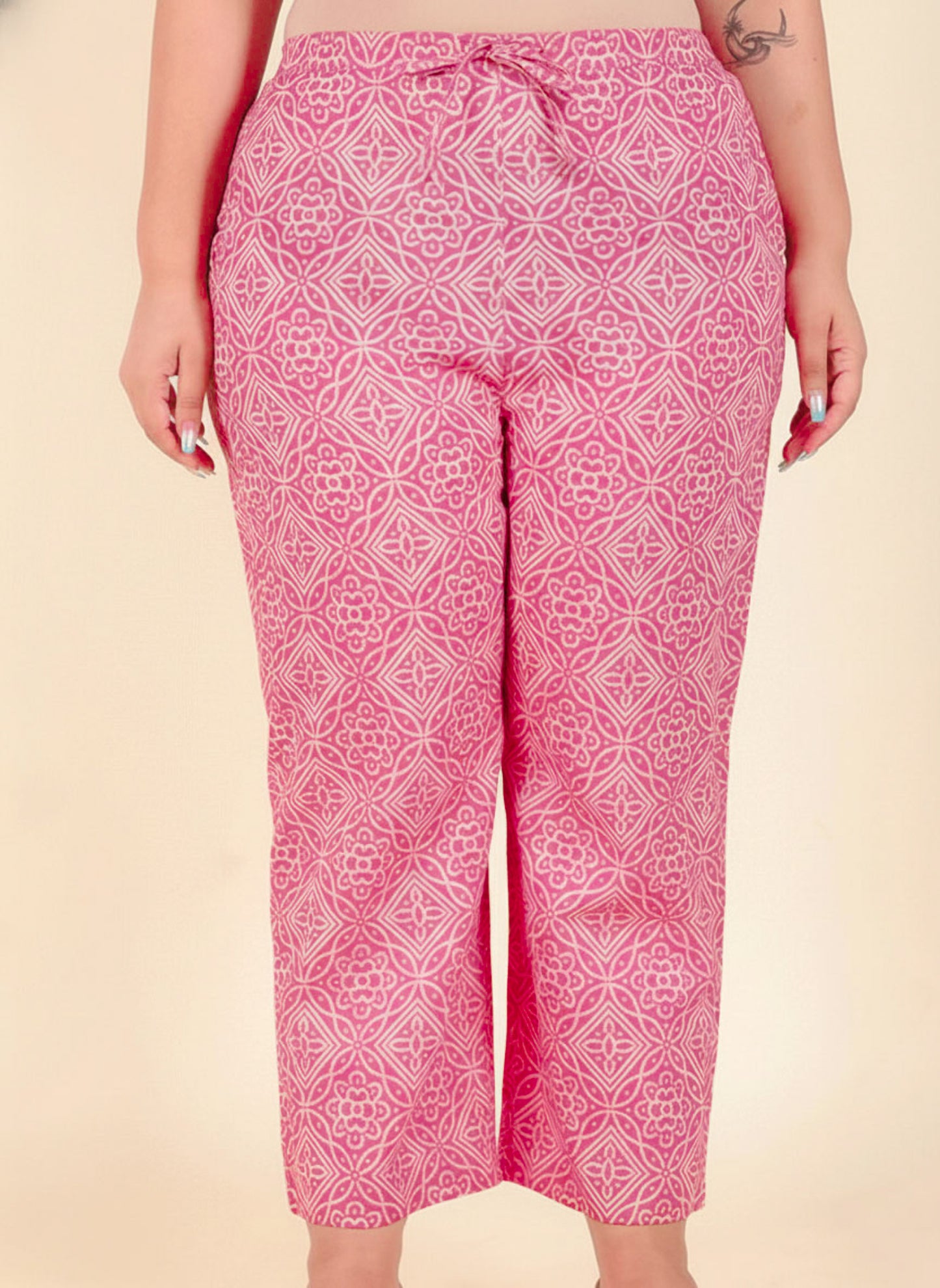 Soft Cotton Bandhani Straight Pink Kurta