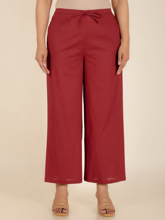 Soft Cotton Solid Maroon Palazzo