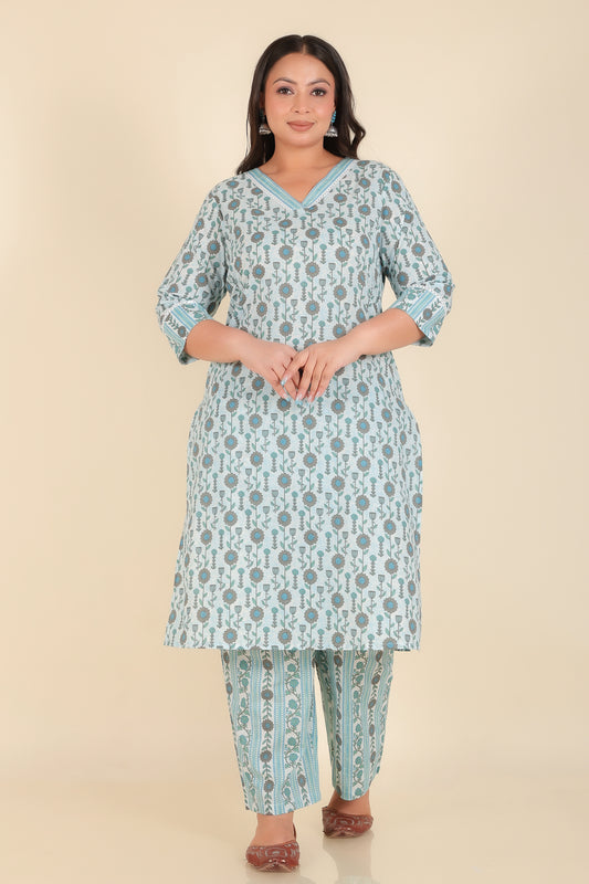 Soft Cotton Floral Straight White Kurta