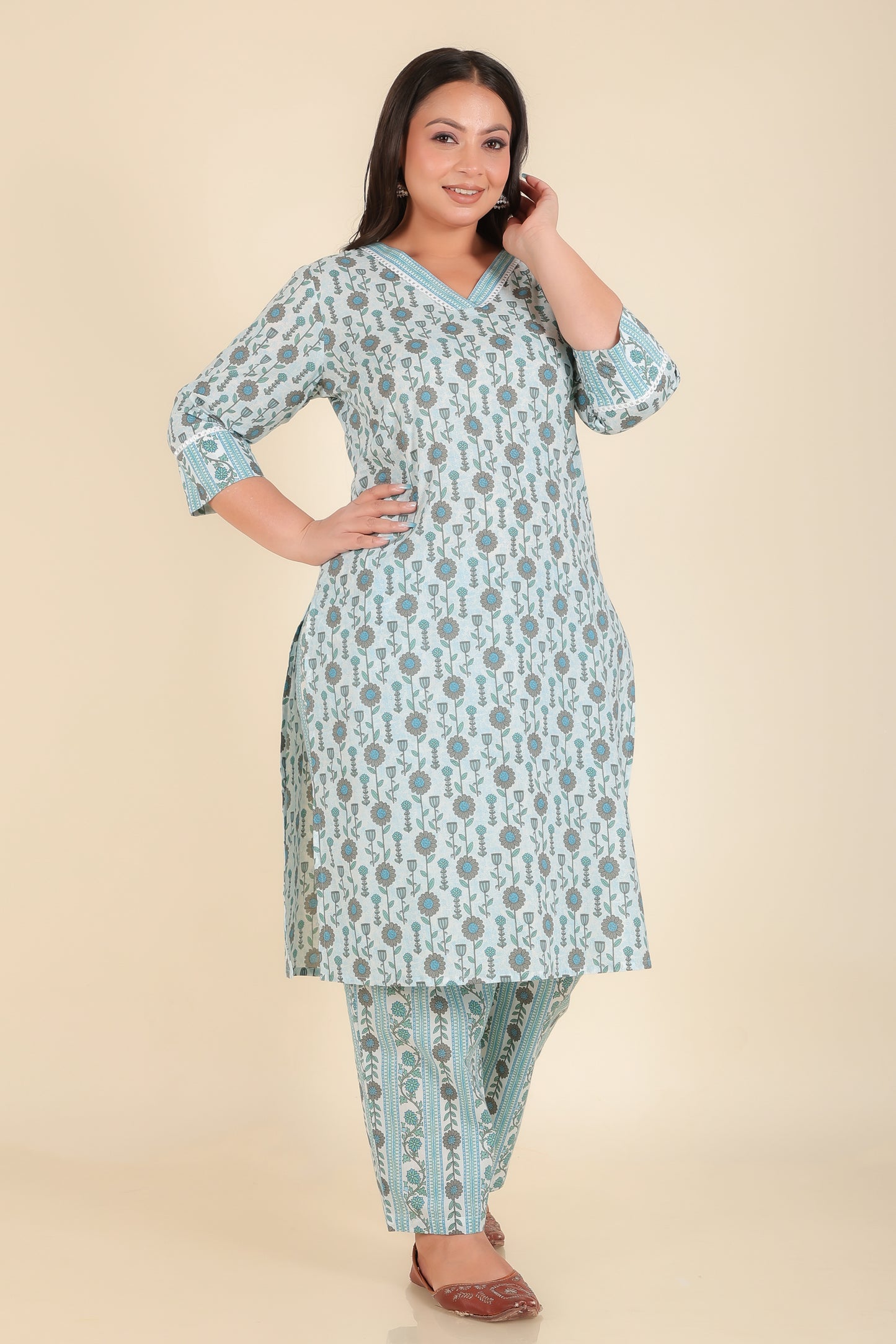 Soft Cotton Floral Kurta