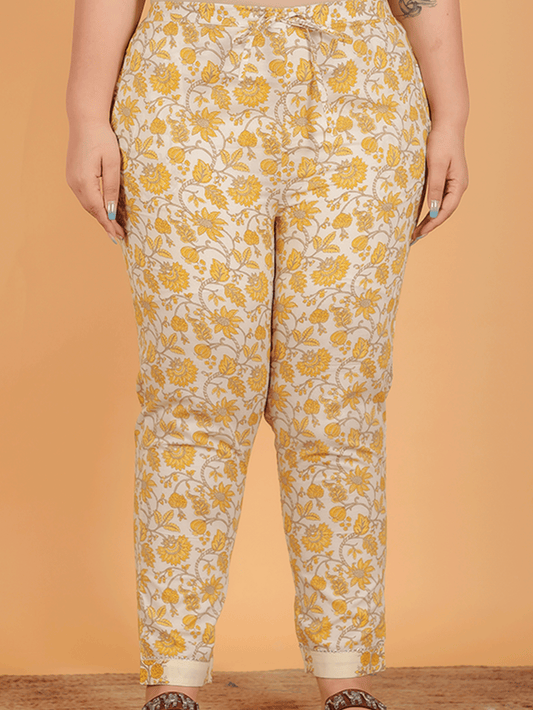 Soft Cotton Block Off-White Tapered Trousers