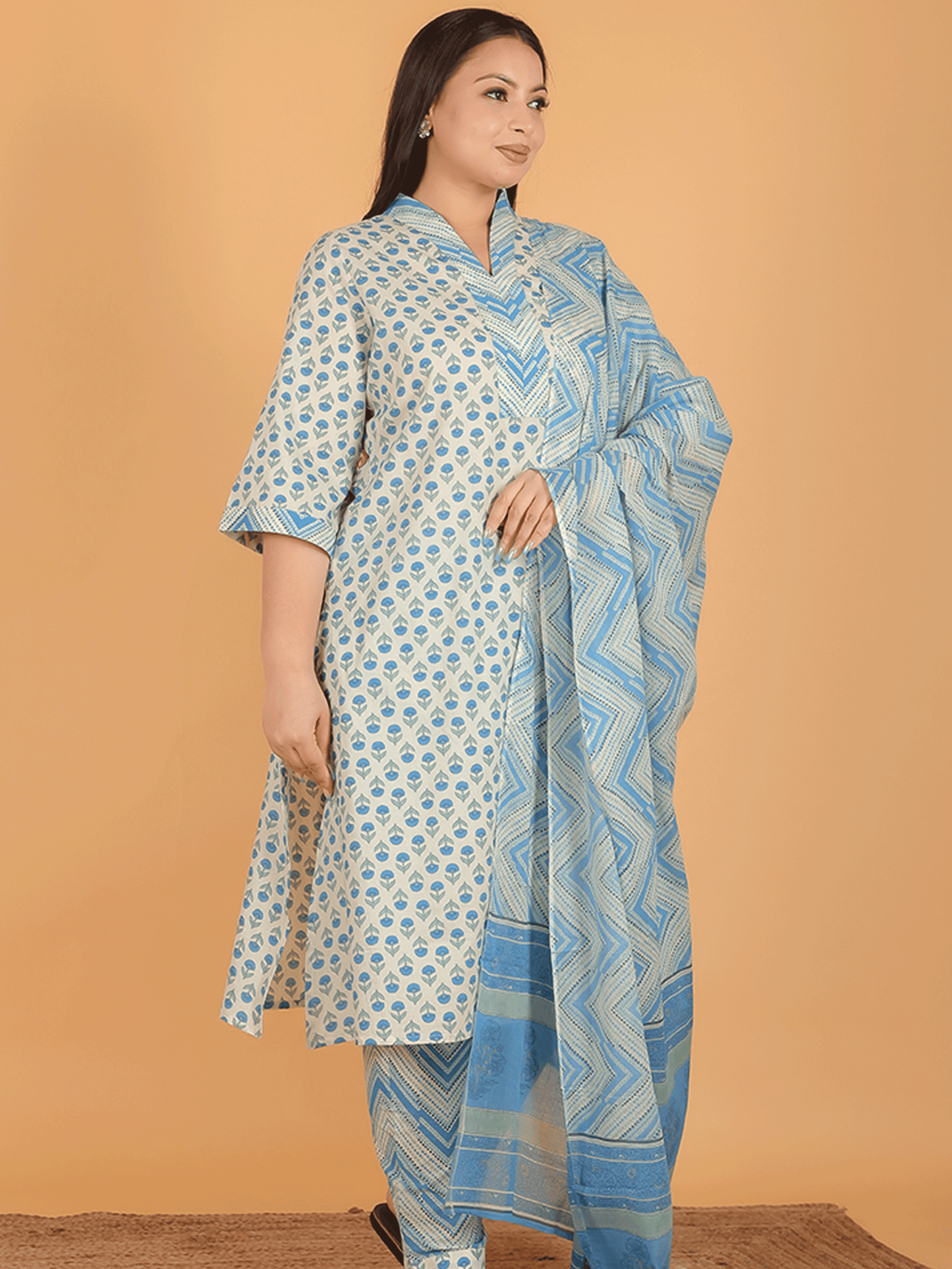 Voile Cotton Chevron Dupatta