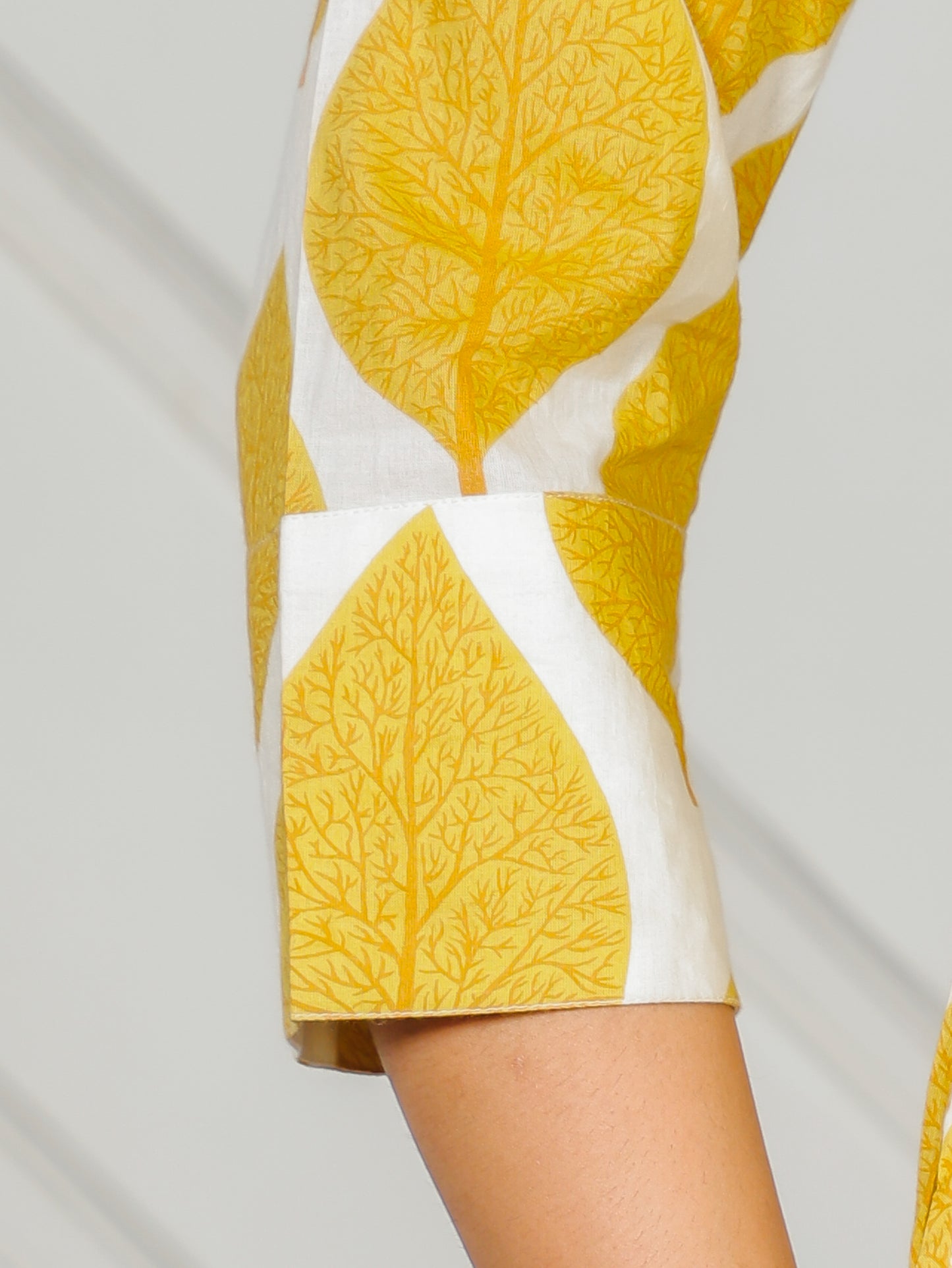 Soft Cotton Foliage High Low Yellow Kurta