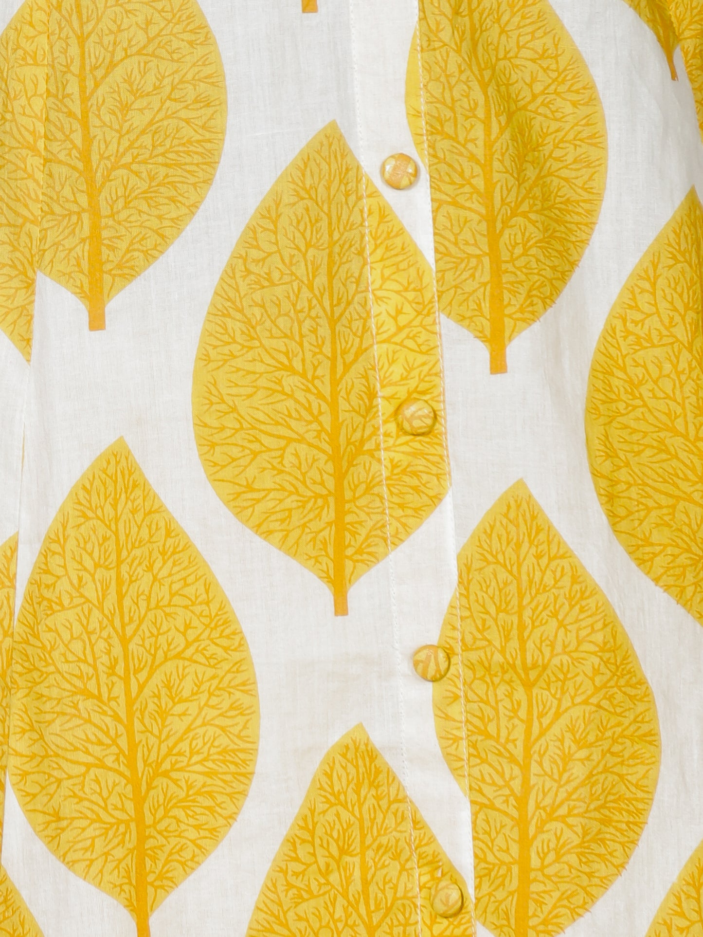 Soft Cotton Foliage High Low Yellow Kurta