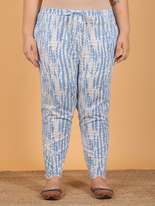 Soft Cotton Tie-Dye Blue Tapered Trousers