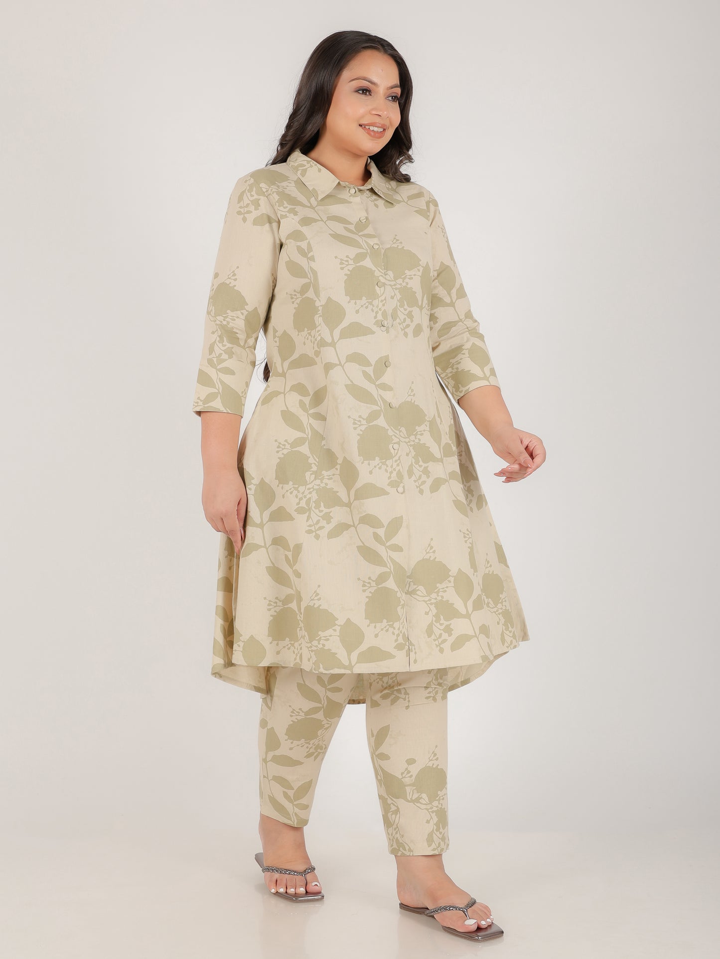 Linen Cotton Foliage Kurta