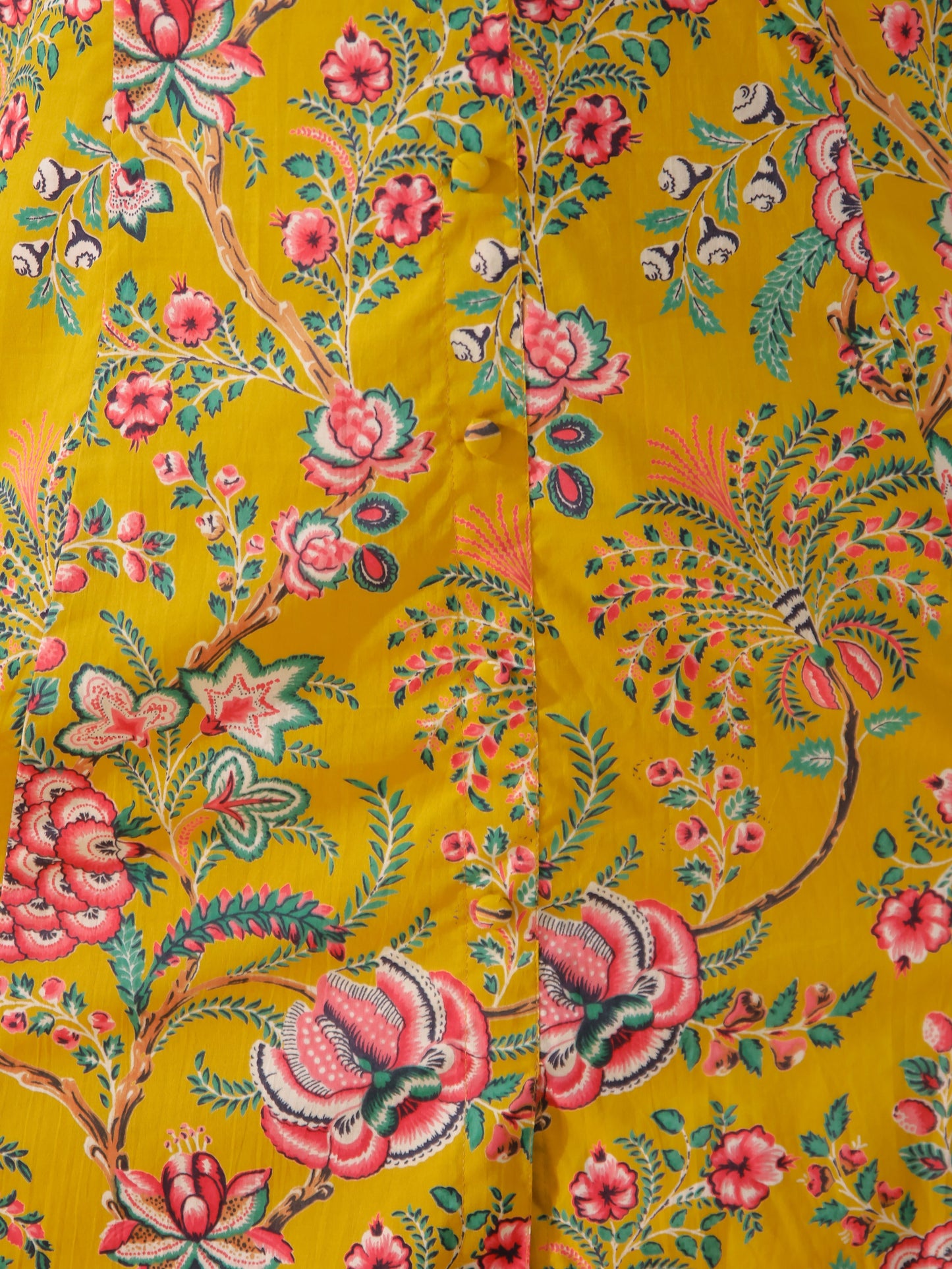 Soft Cotton Foliage High Low Yellow Kurta