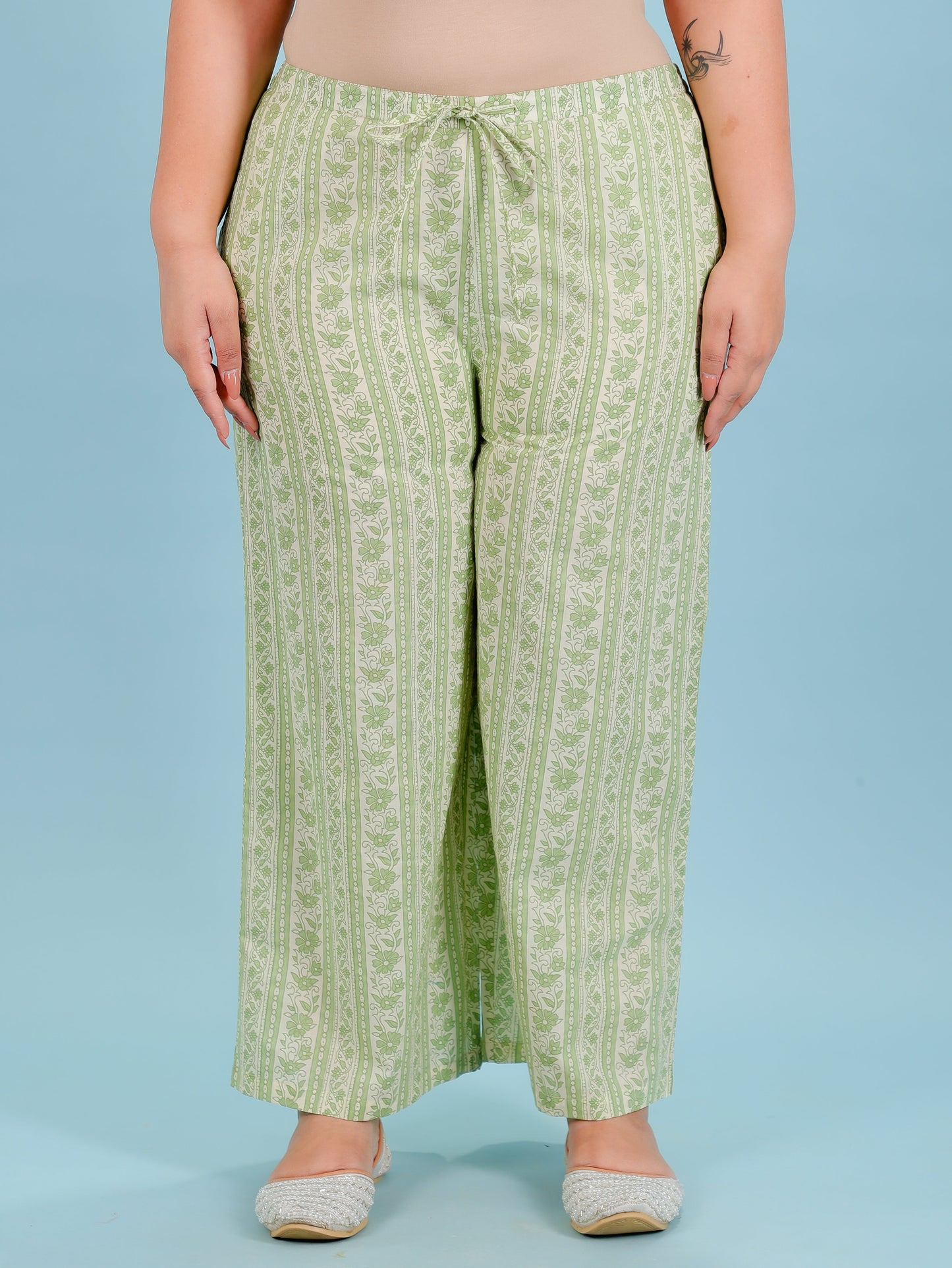 Soft Cotton Floral Straight Green Kurta