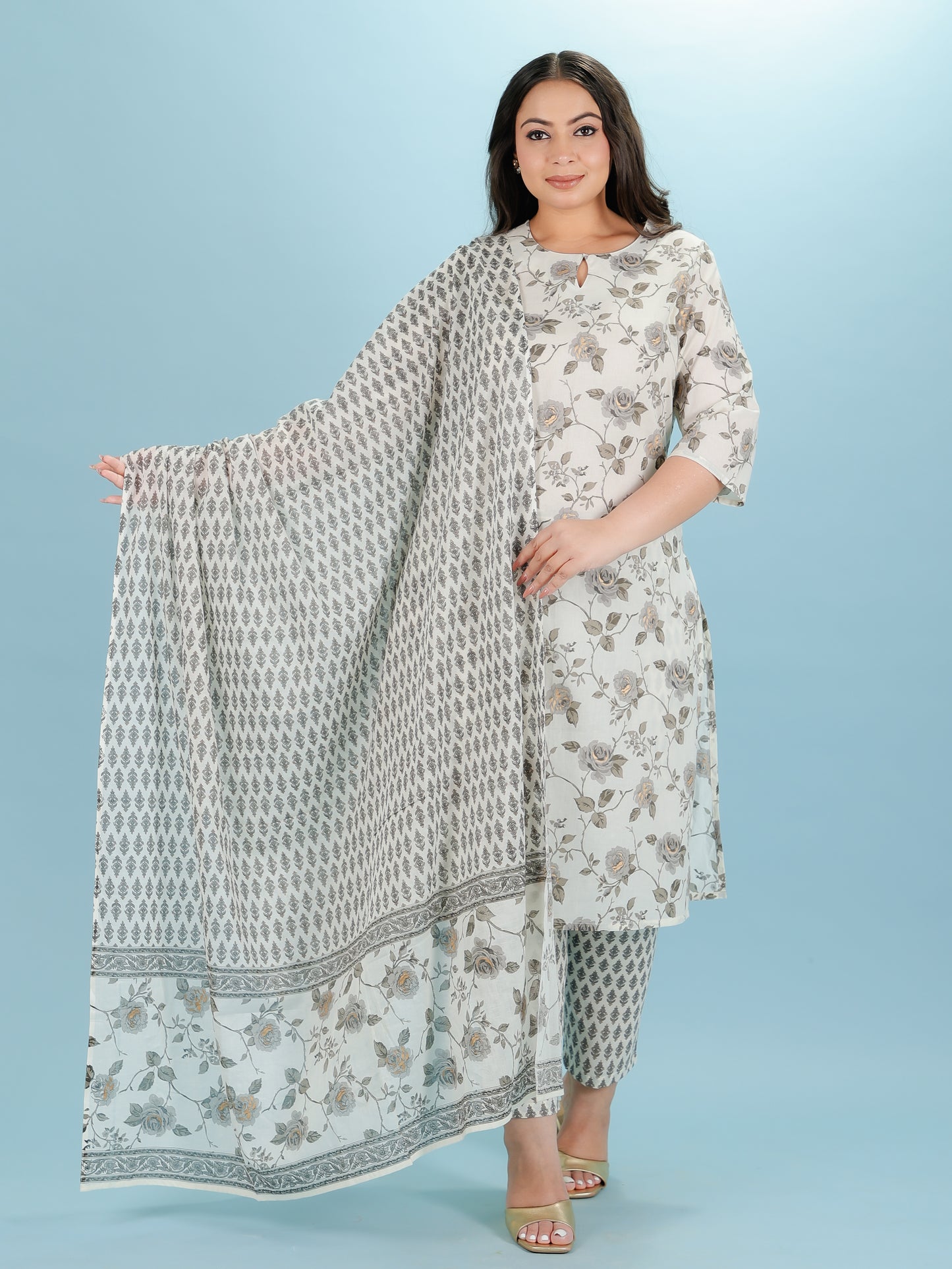 Voile Cotton Floral Dupatta