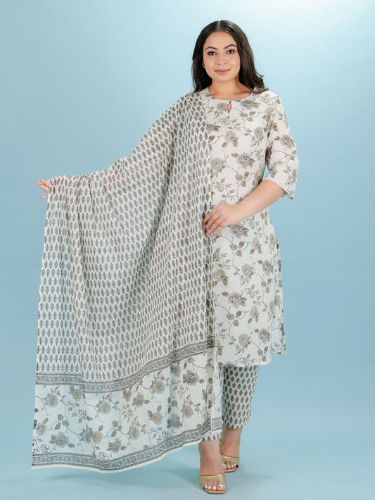 Voile Cotton Floral Dupatta