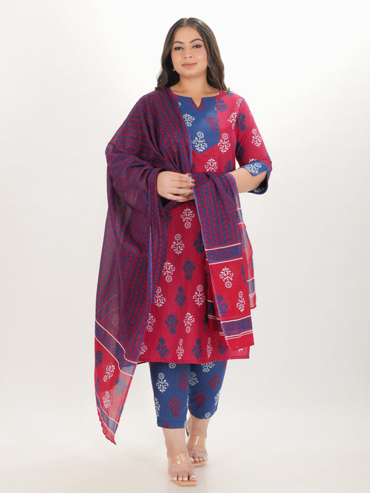 Voile Cotton Floral Pink Dupatta