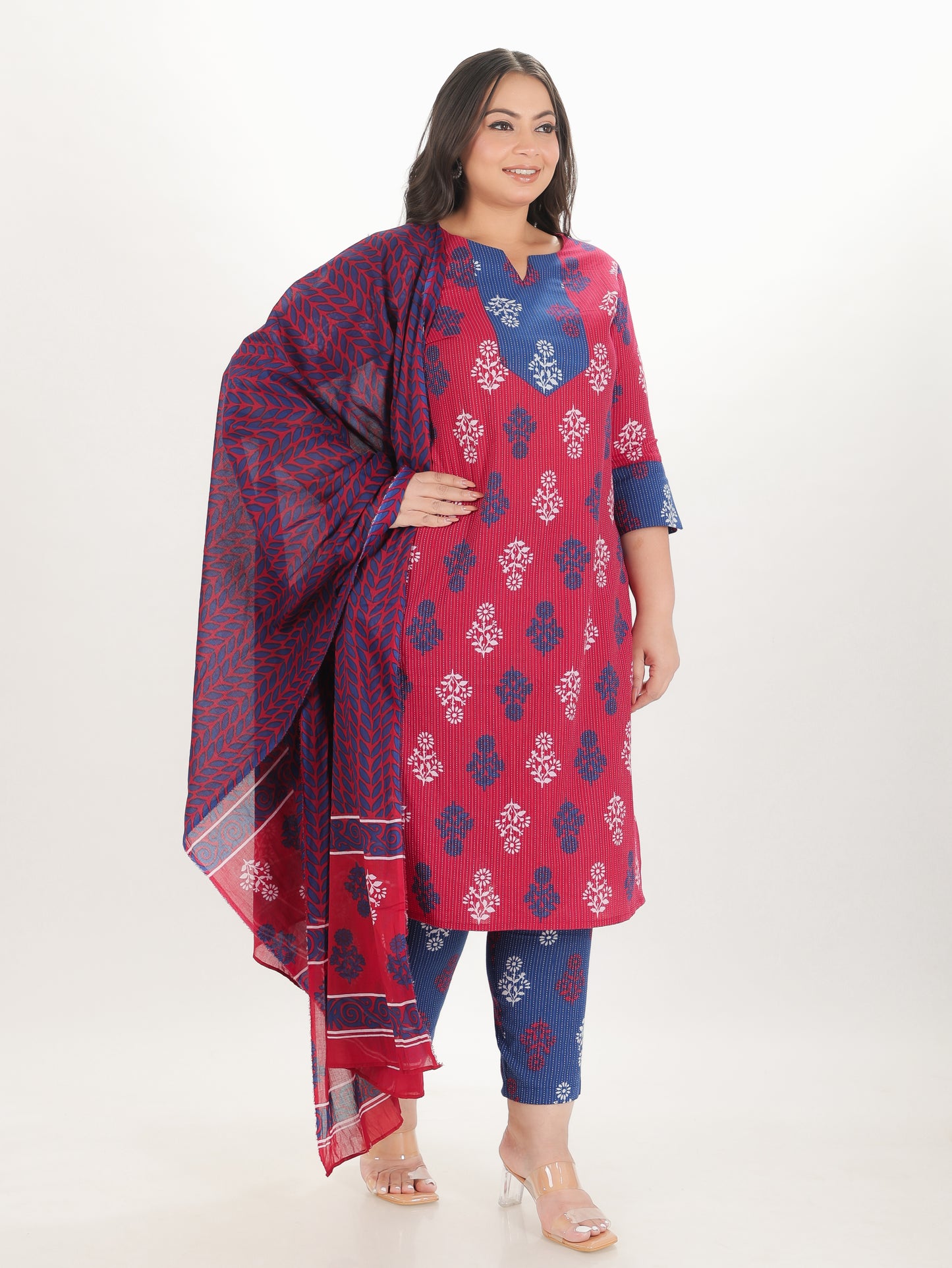 Voile Cotton Floral Pink Dupatta