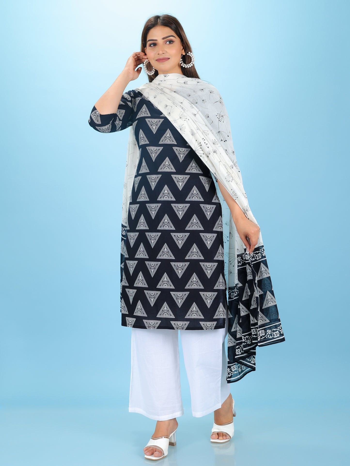 Voile Cotton Geometric Dupatta