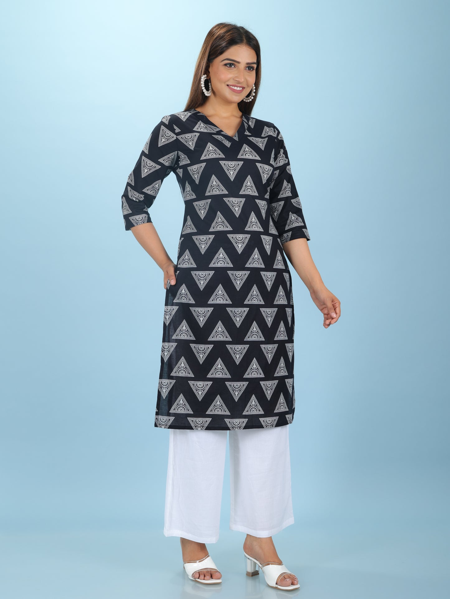 Soft Cotton Geometric Kurta