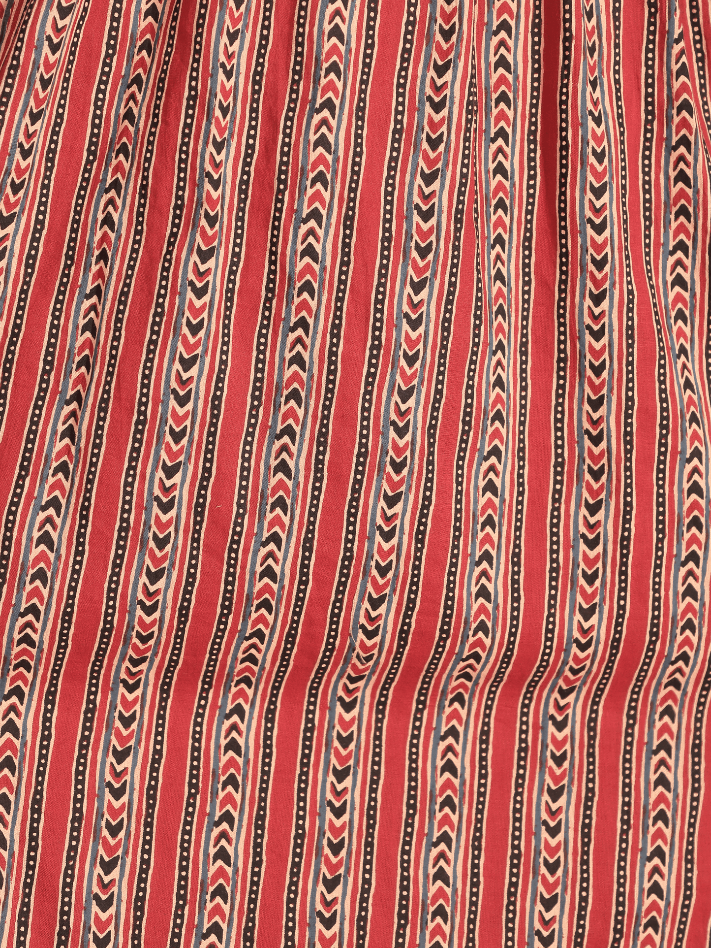 Soft Cotton Geometric Panelled Red Kurta