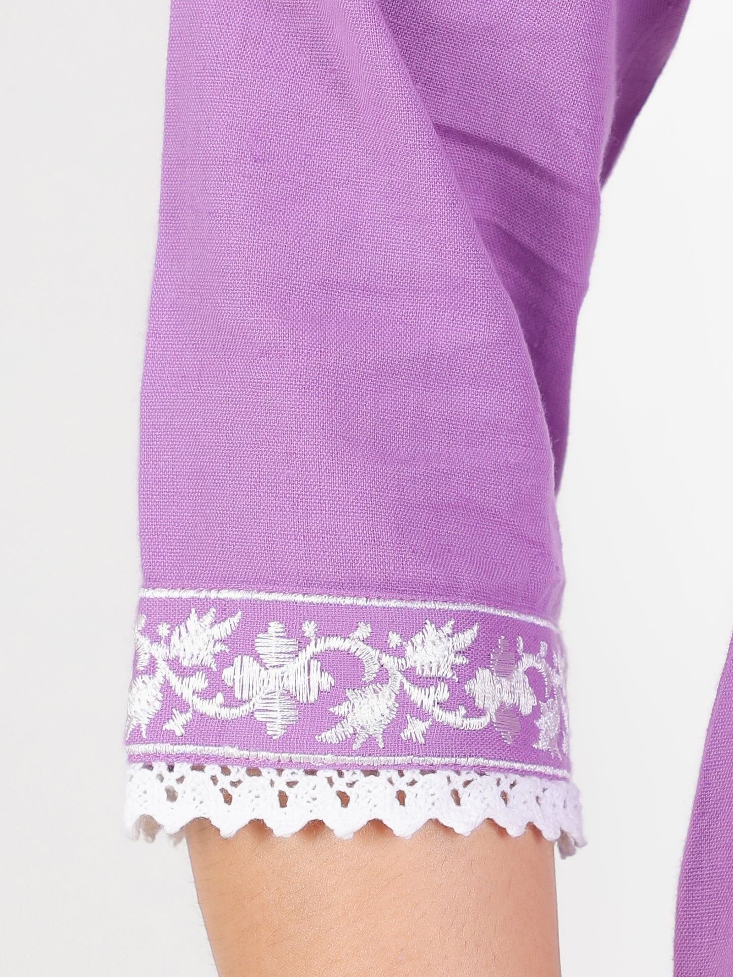 Linen Cotton Solid Embroidered Kurta