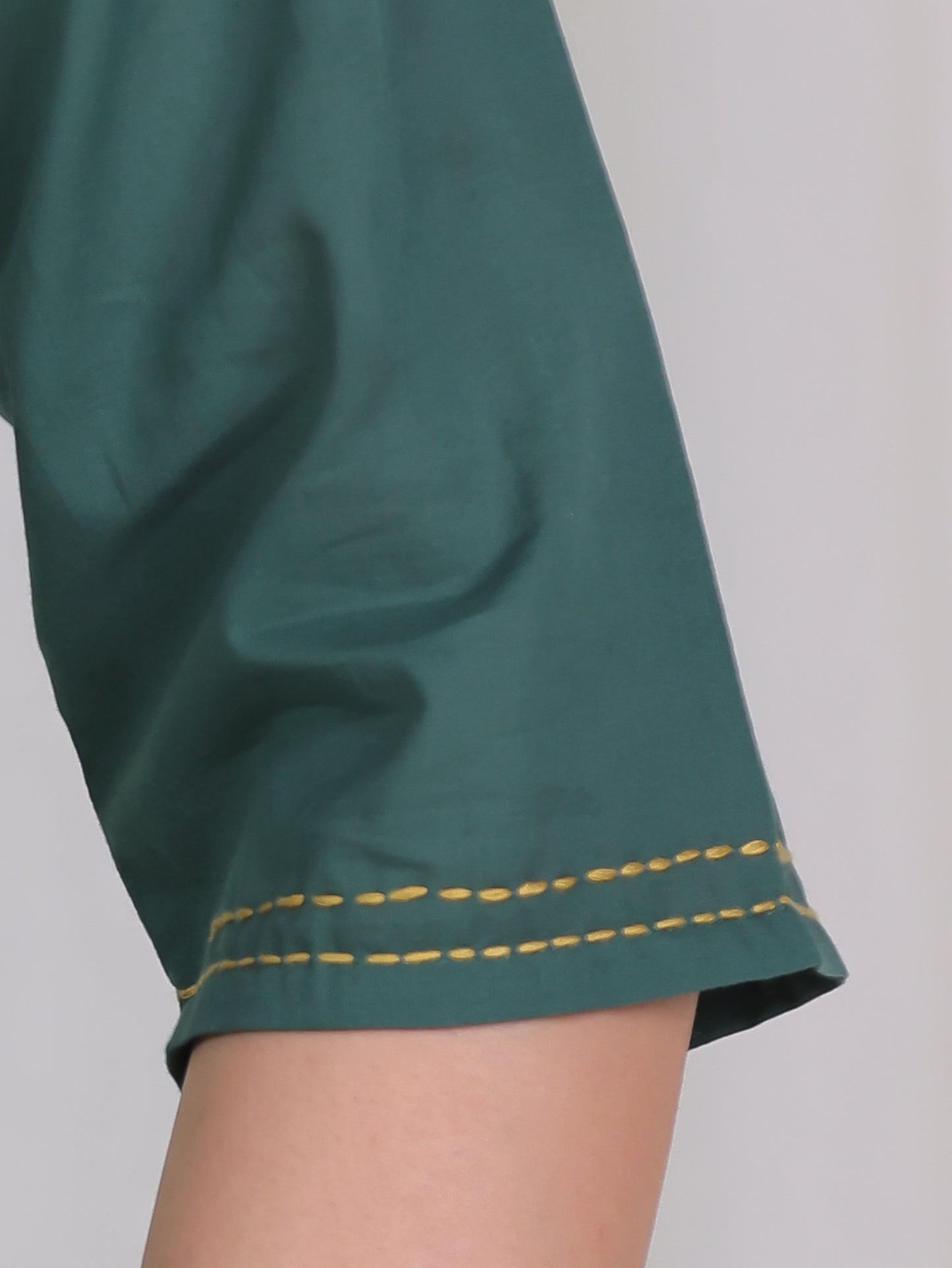Embroidered Soft Cotton Solid Straight Green Kurta