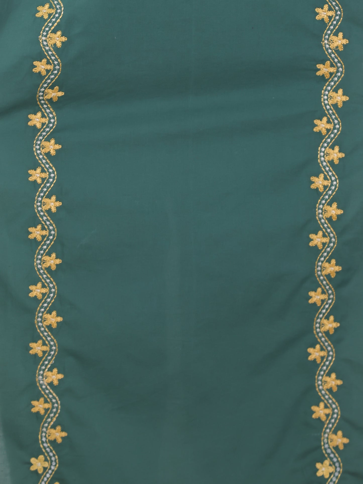 Embroidered Soft Cotton Solid Straight Green Kurta