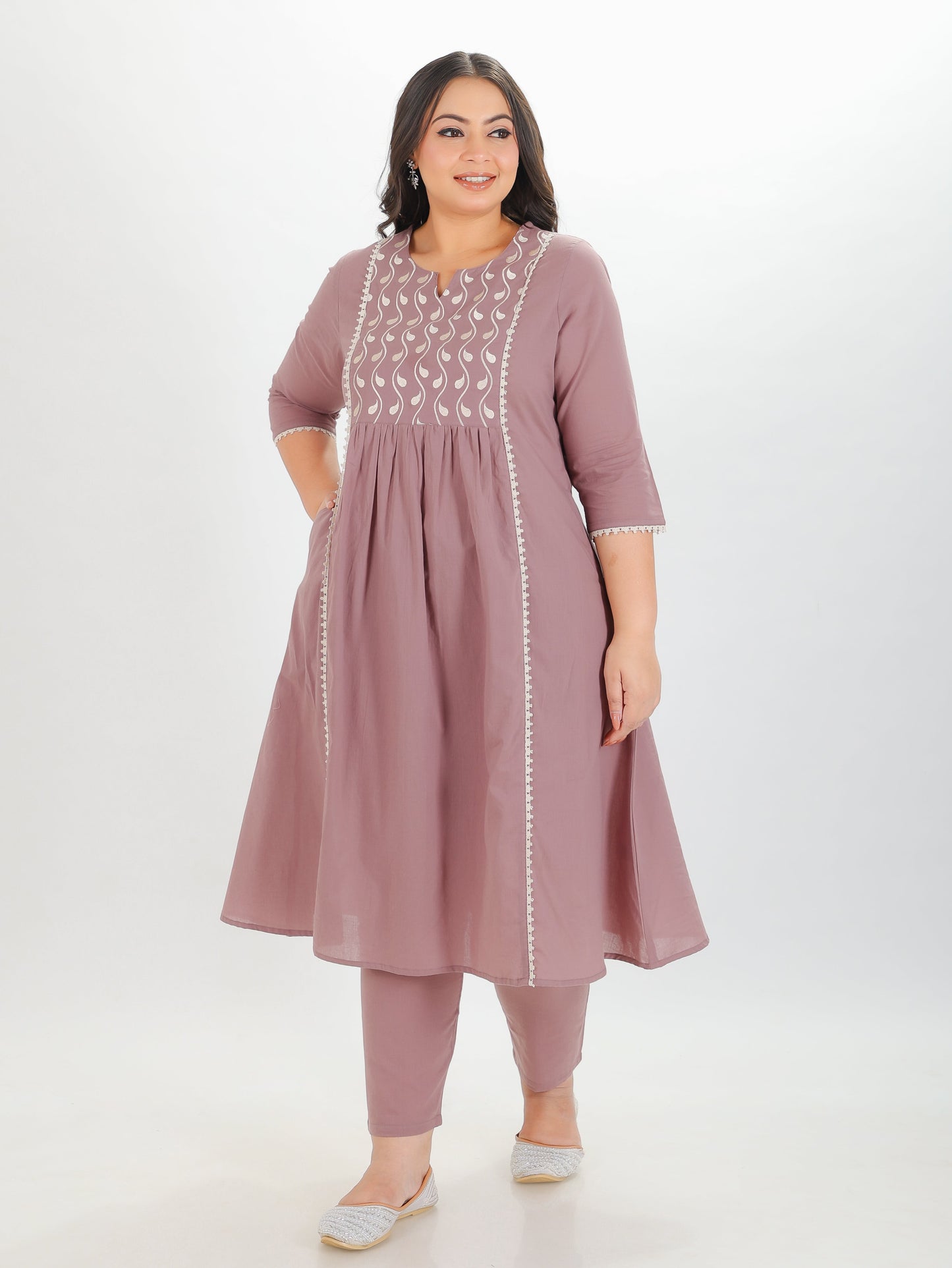 Soft Cotton Solid Embroidered Kurta