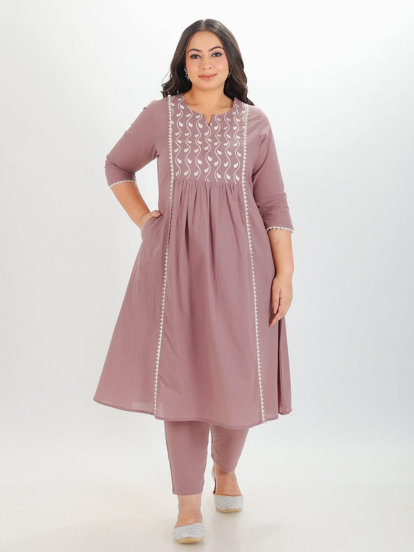 Soft Cotton Solid Embroidered Kurta