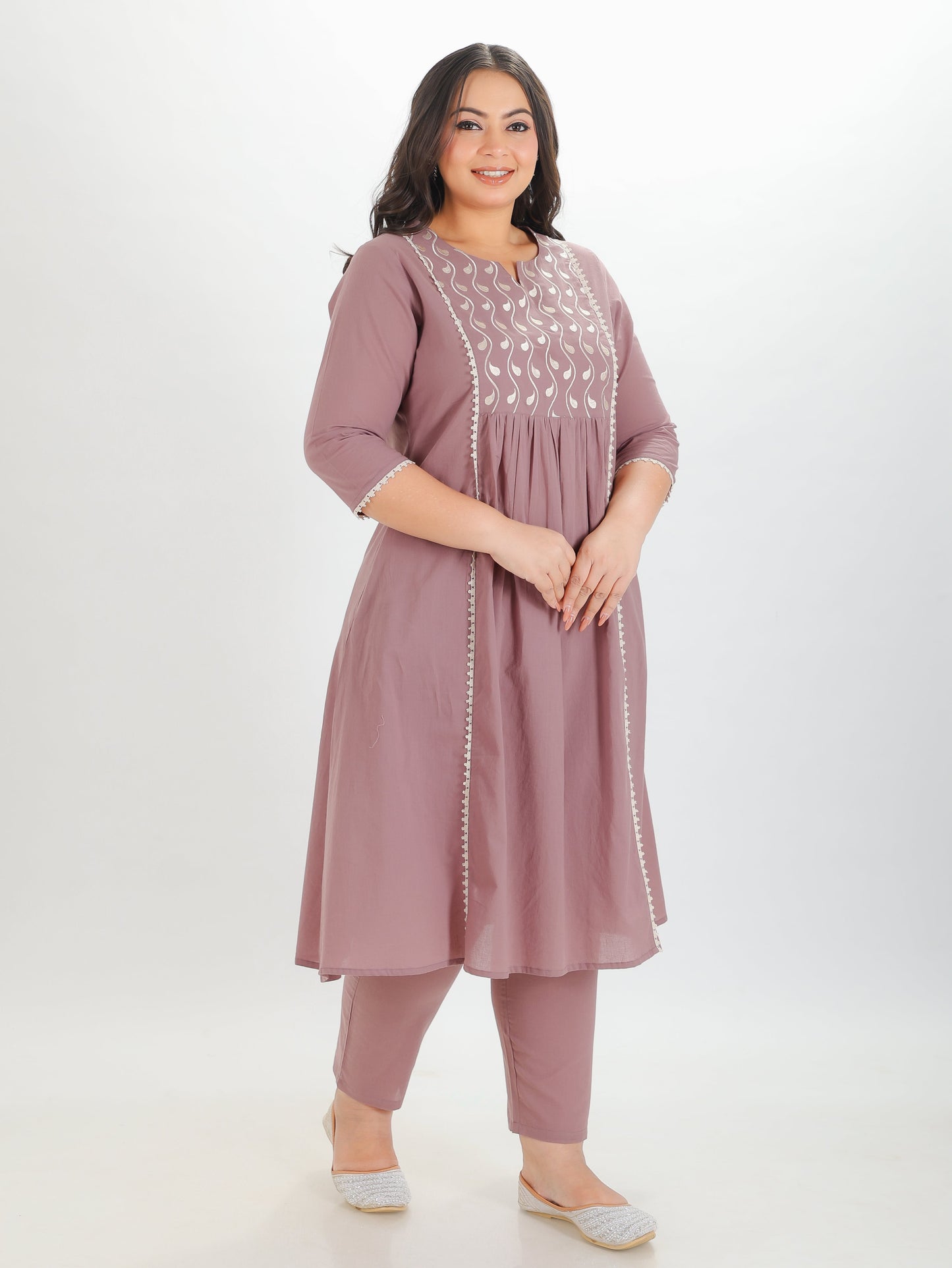 Soft Cotton Solid Embroidered Kurta