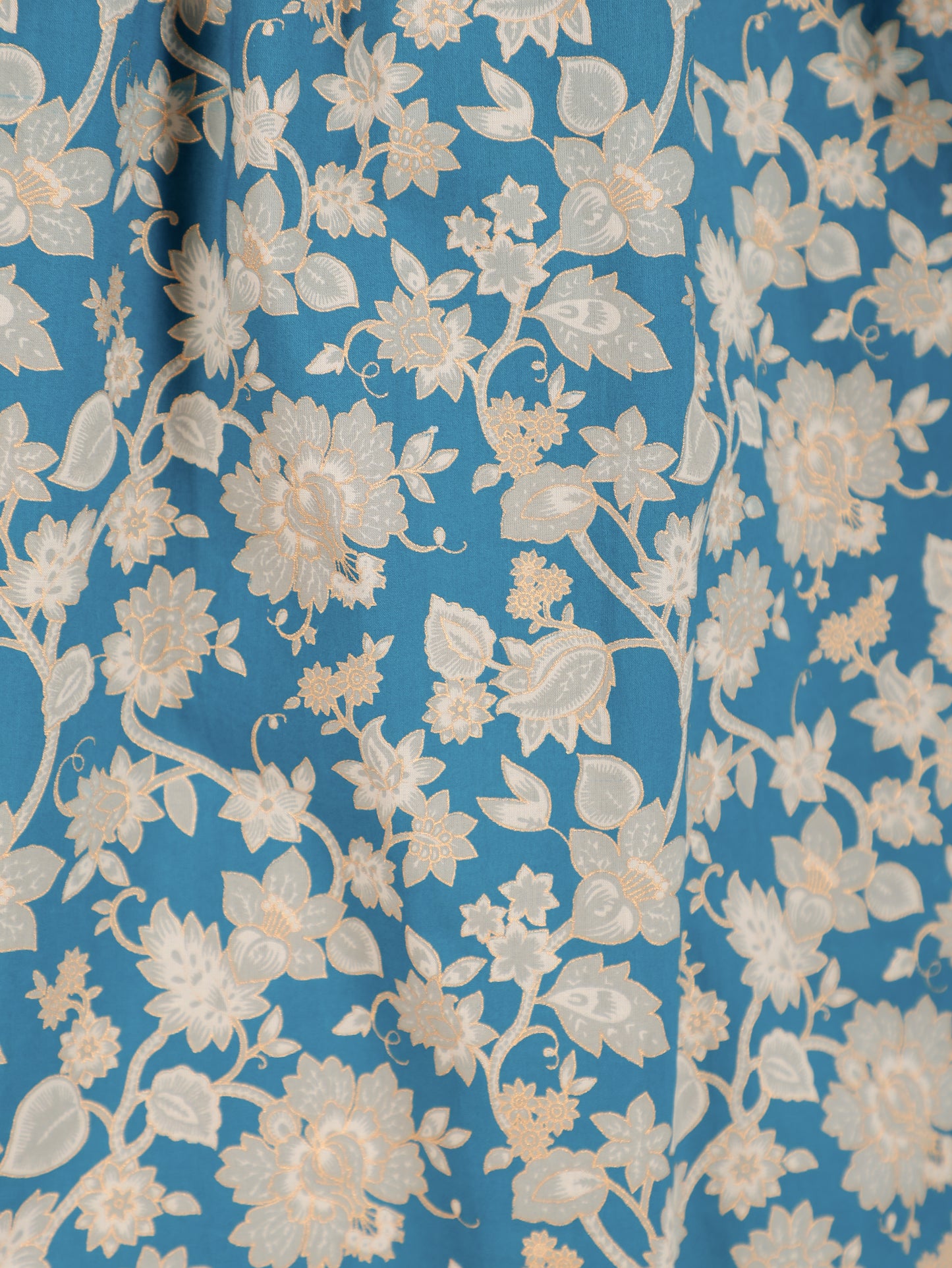 Soft Cotton Gold foil Flared Teal Kurta