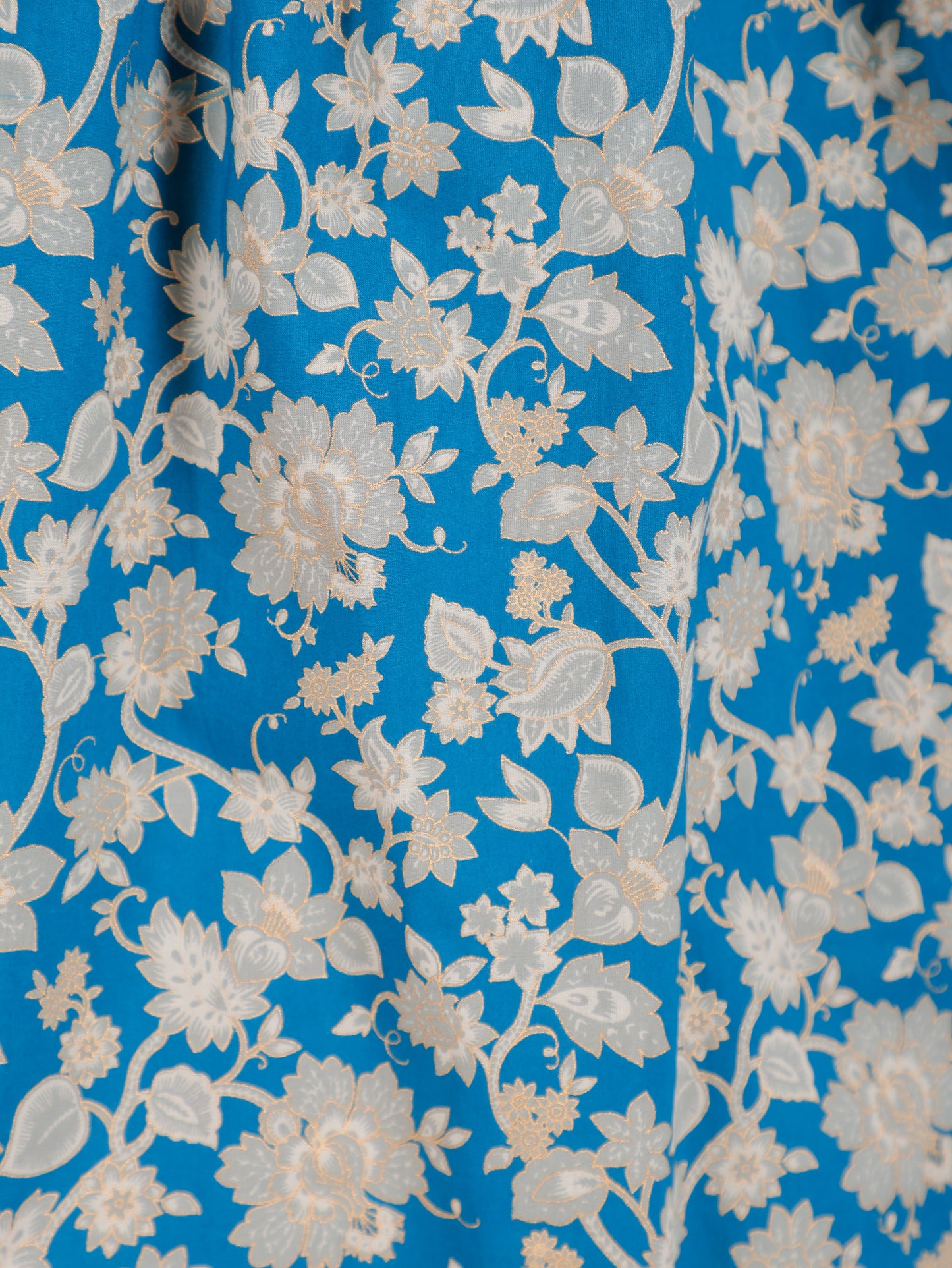 Soft Cotton Gold foil A-line Blue Kurta