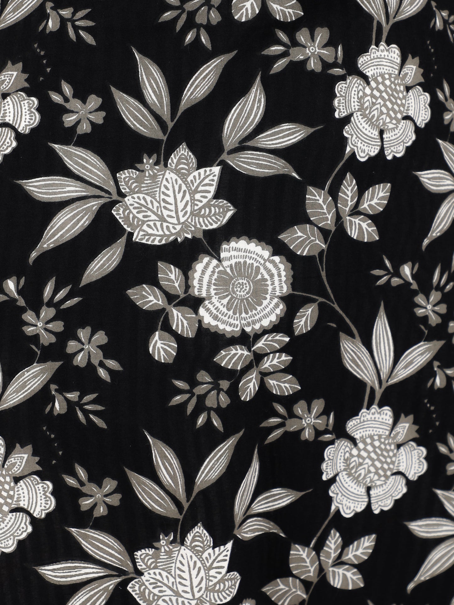 Soft Cotton Floral Straight Black Kurta