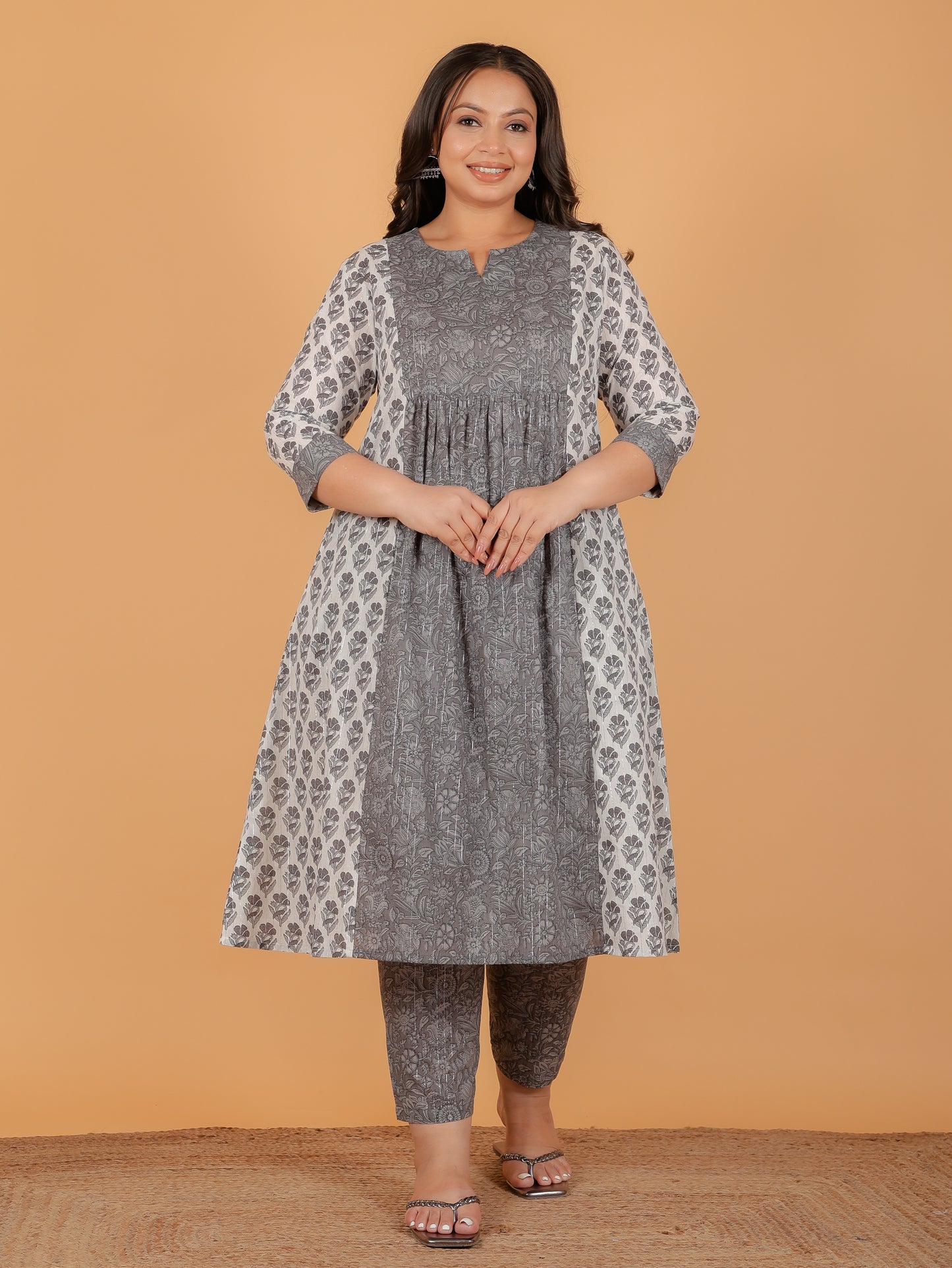 Lurex Cotton Block Kurta