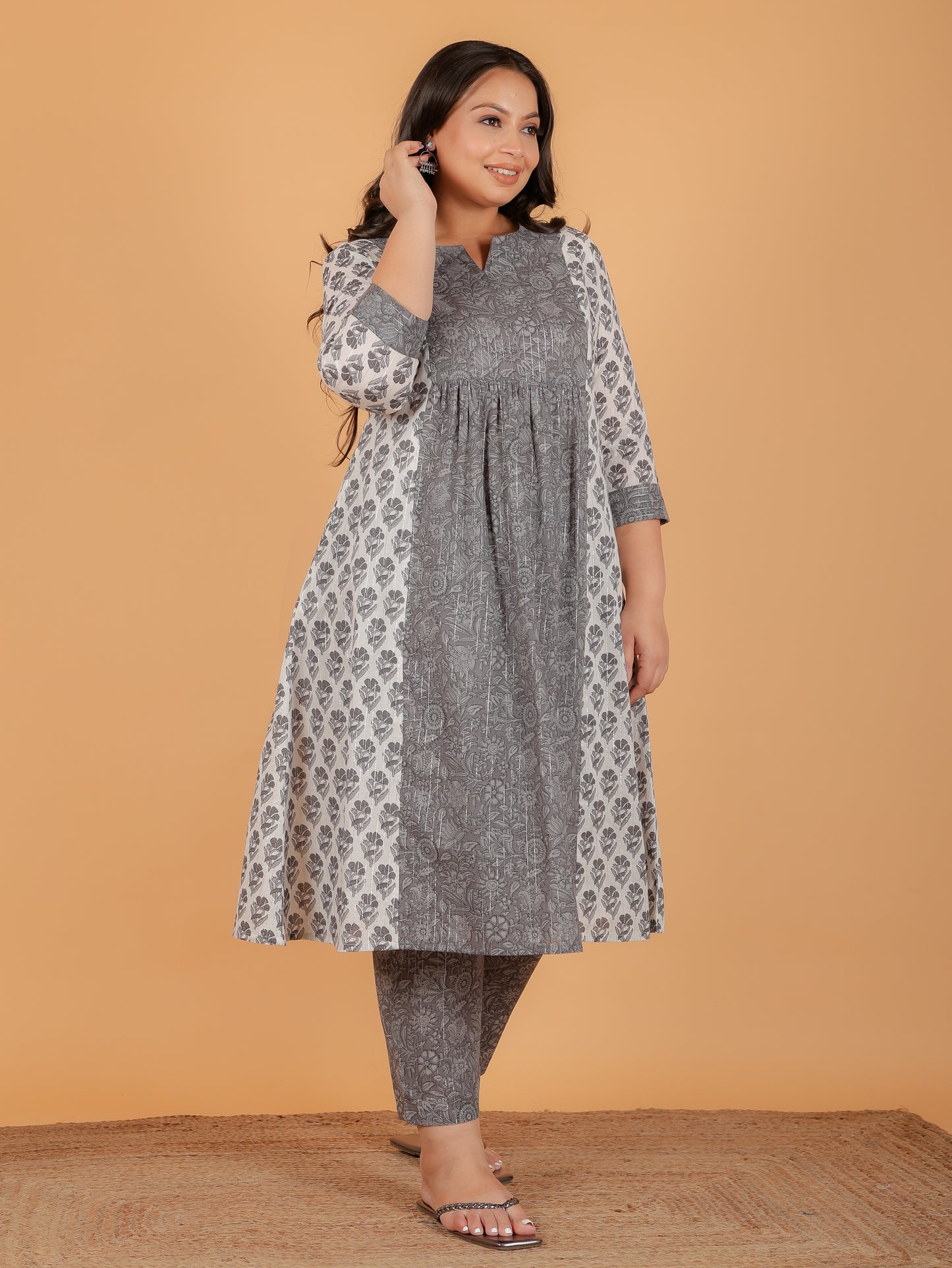 Lurex Cotton Block Kurta