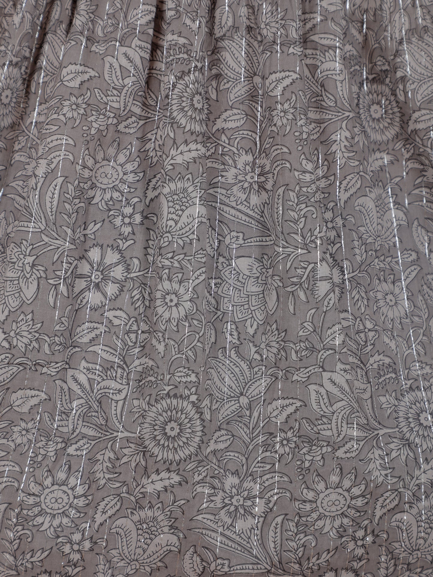 Lurex Cotton Block Panelled Grey Kurta