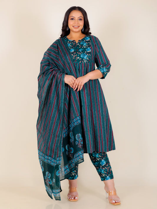 Voile Cotton Bandhani Green Dupatta