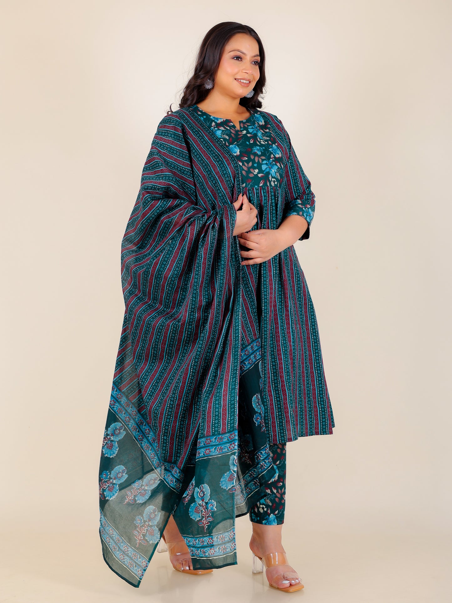 Voile Cotton Bandhani Green Dupatta