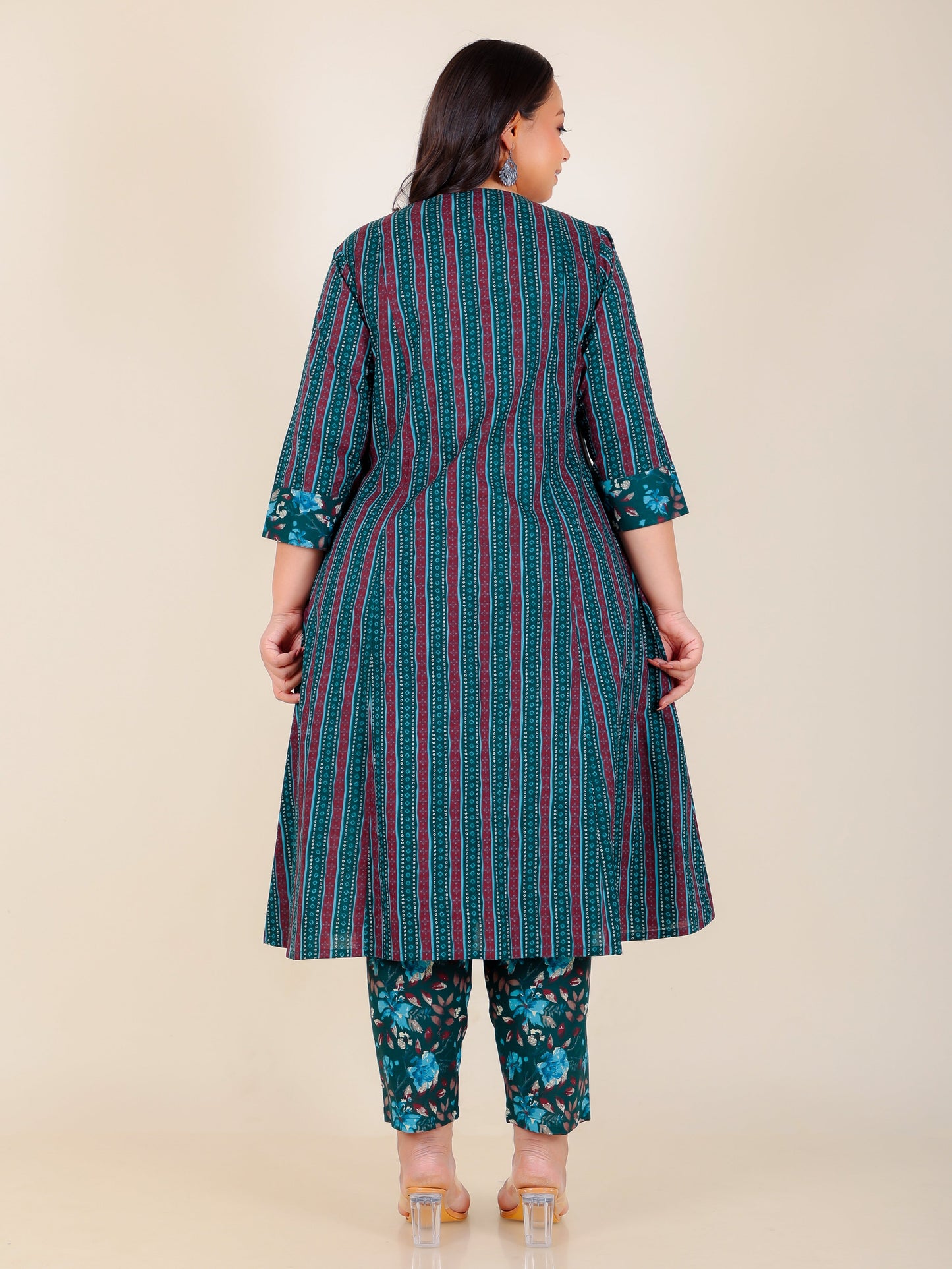 Soft Cotton Bandhani Panelled Green Kurta