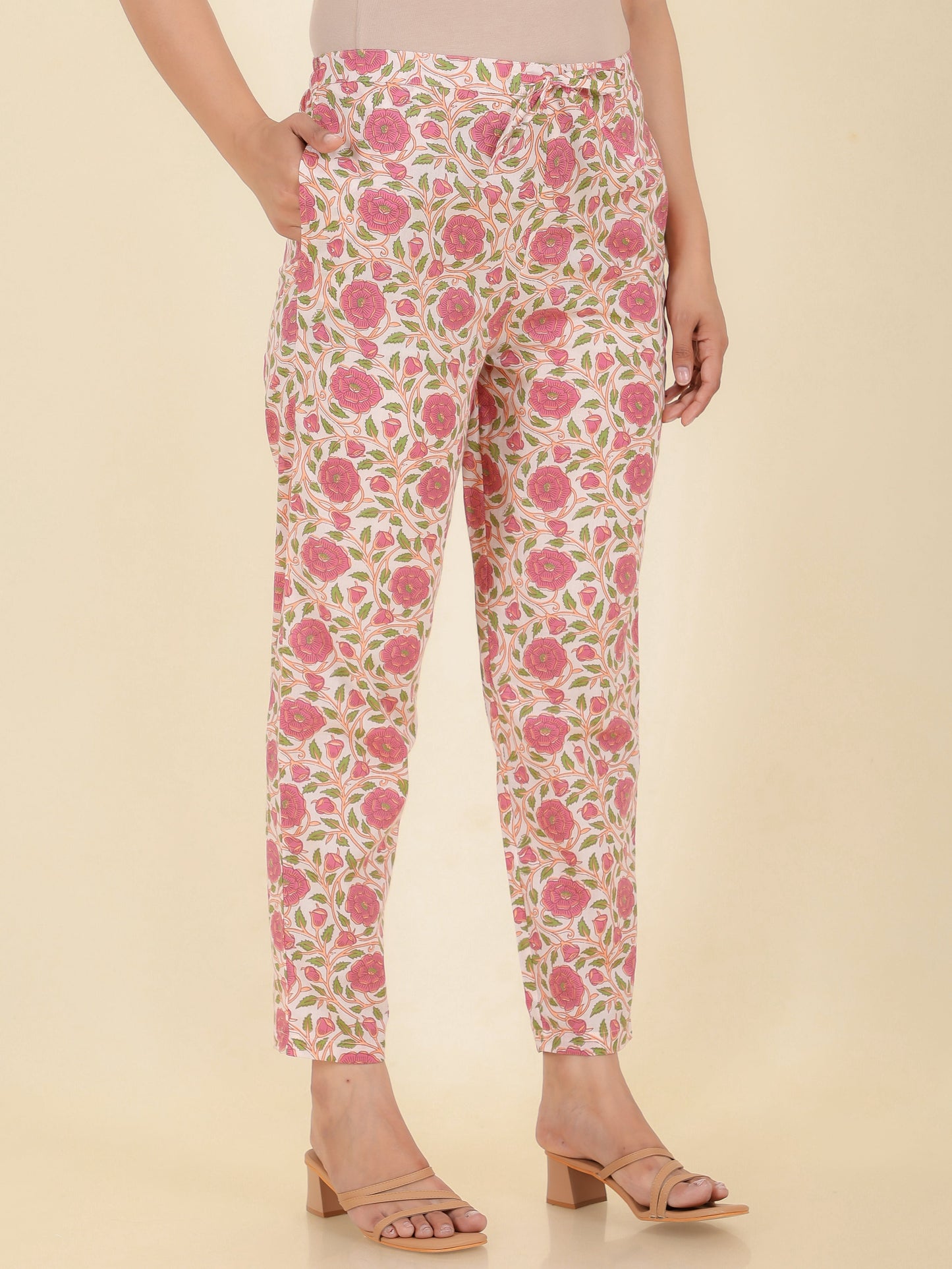 Soft Cotton Floral Tapered Pant