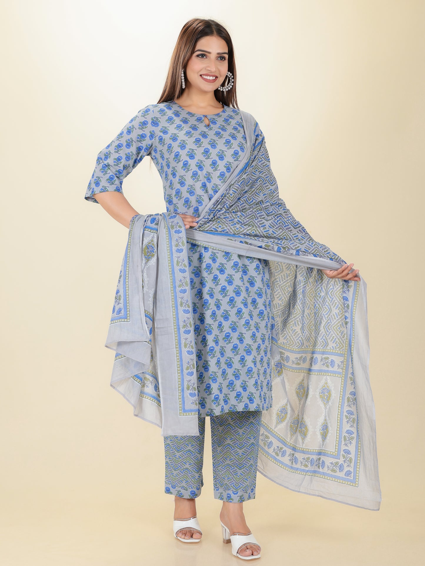 Soft Cotton Floral Kurta