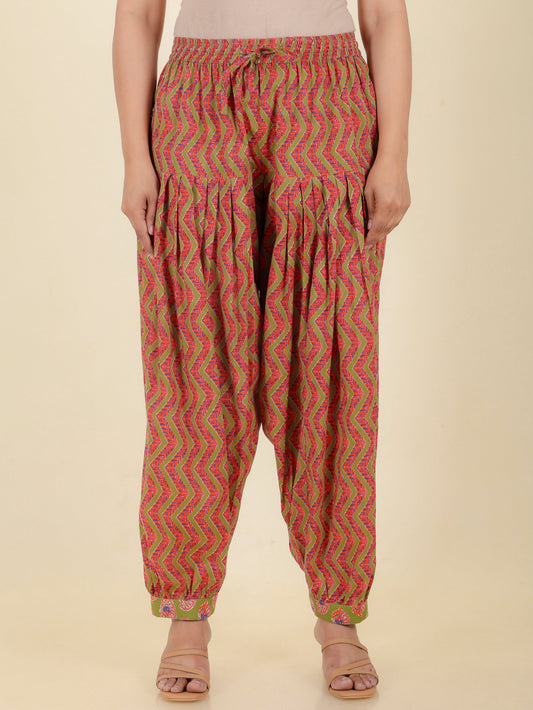 Soft Cotton Chevron Green Salwar