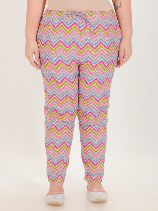 Soft Cotton Chevron Multicolor Tapered Trousers
