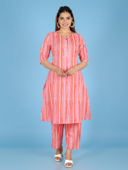 Soft Cotton Striped A-line Multicolor Kurta