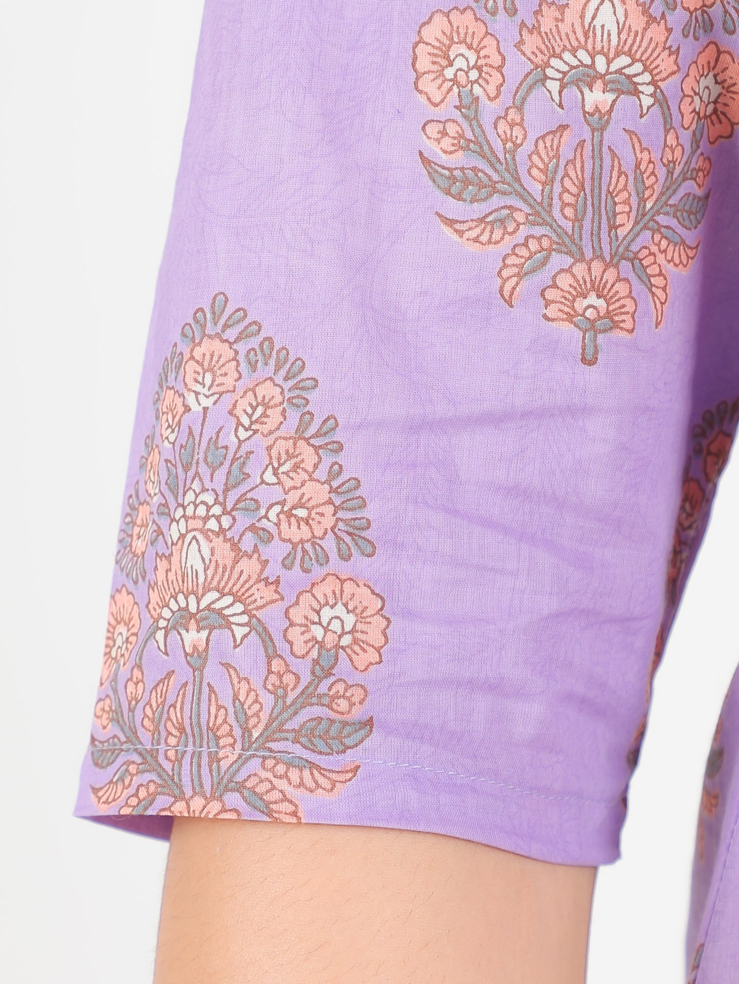 Soft Cotton Butti A-line Purple Kurta