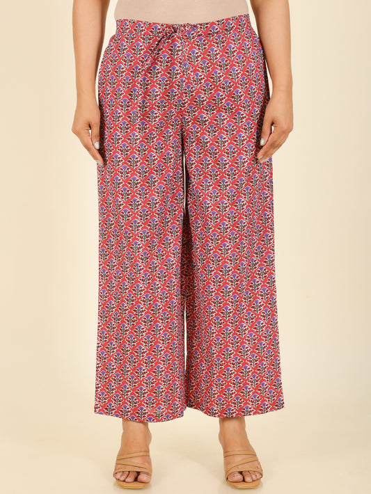 Soft Cotton Floral Red Palazzo