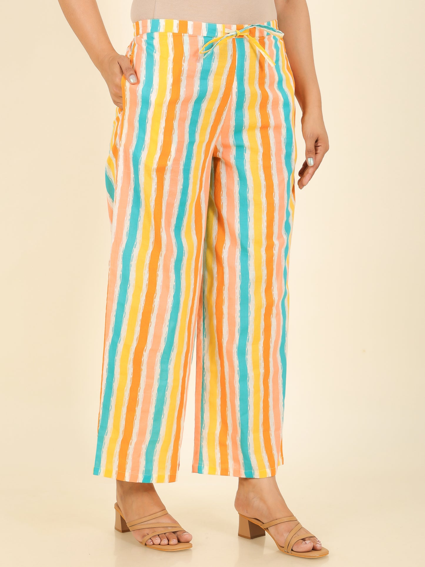 Soft Cotton Striped Palazzo